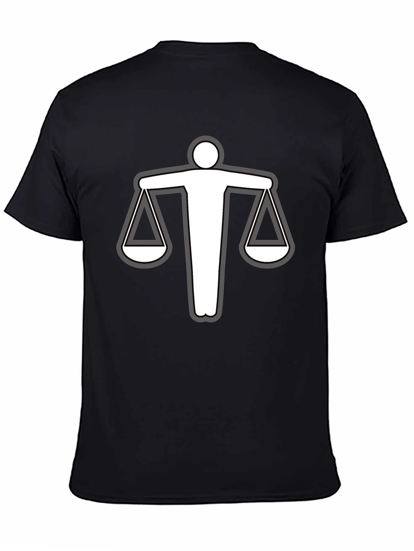 Black Scales of Justice Graphic T-Shirt - Black Cotton Tee view 4