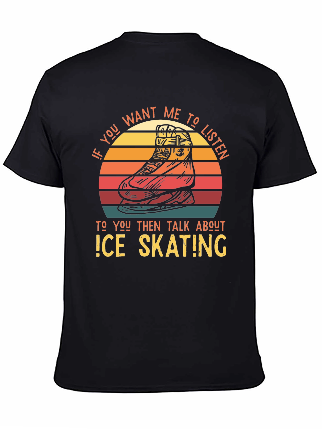 Black Ice Skating Retro T-Shirt view 4