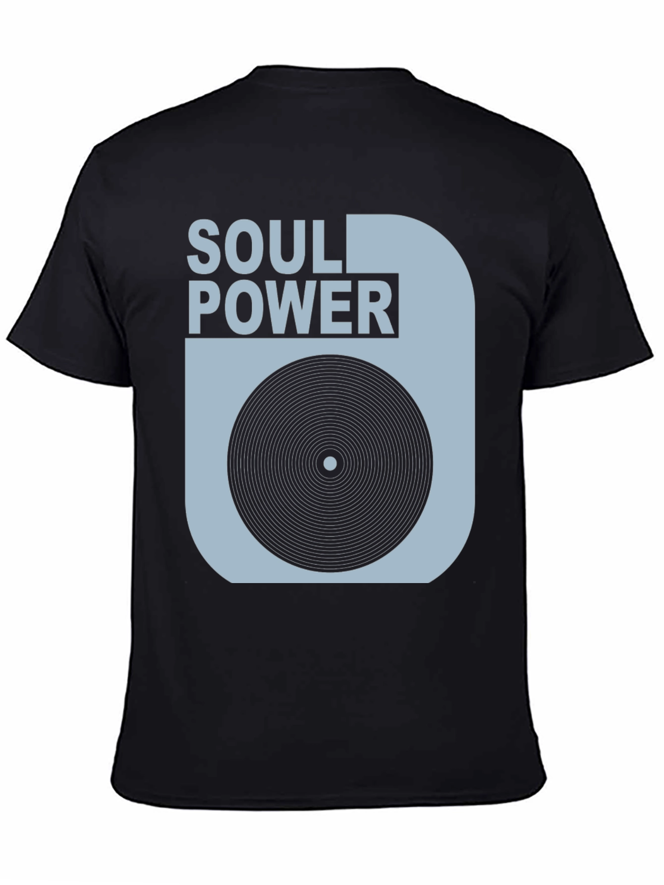 Black Soul Power Graphic Tee - Vintage Record Design view 4
