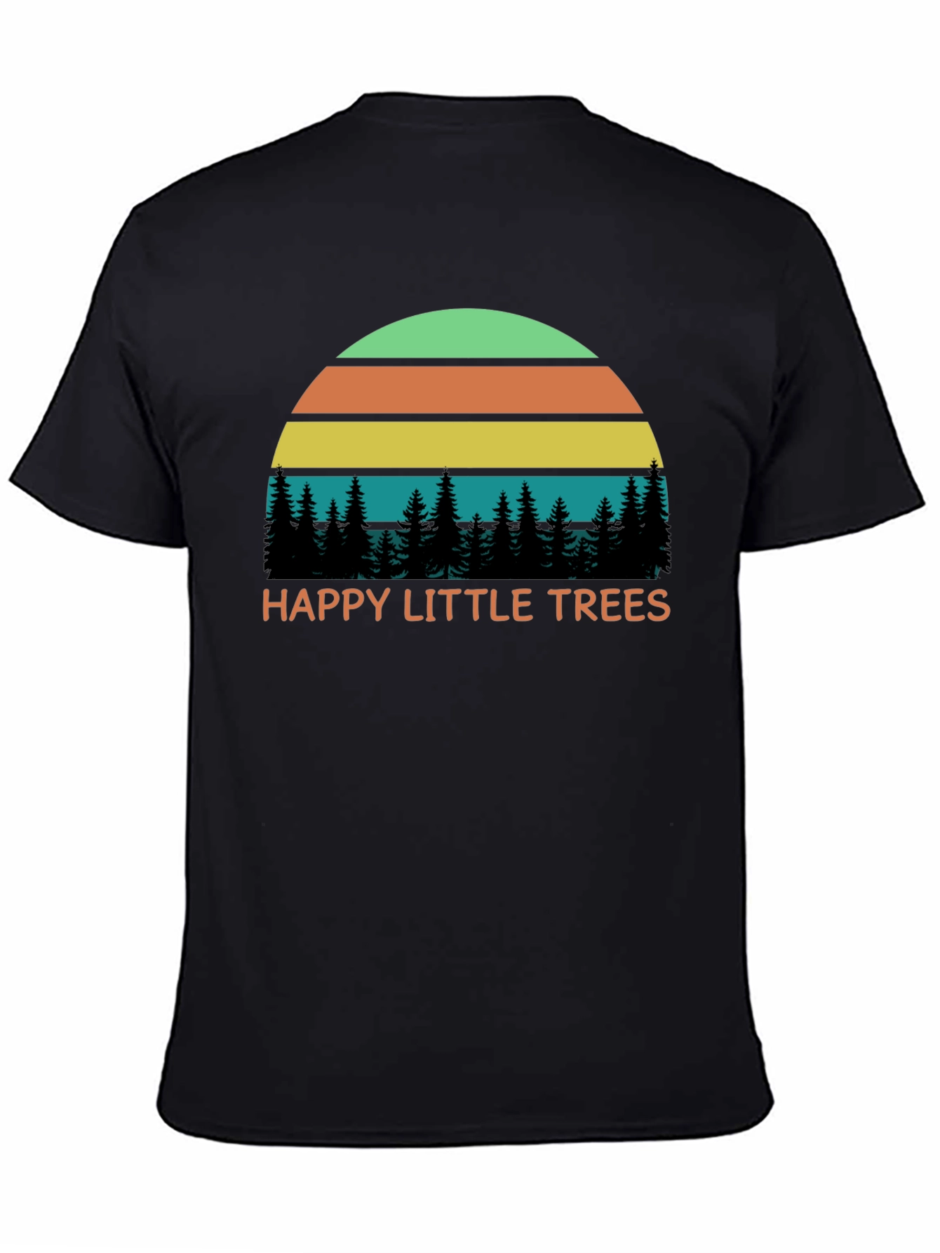 Black Happy Little Trees Retro T-Shirt view 4