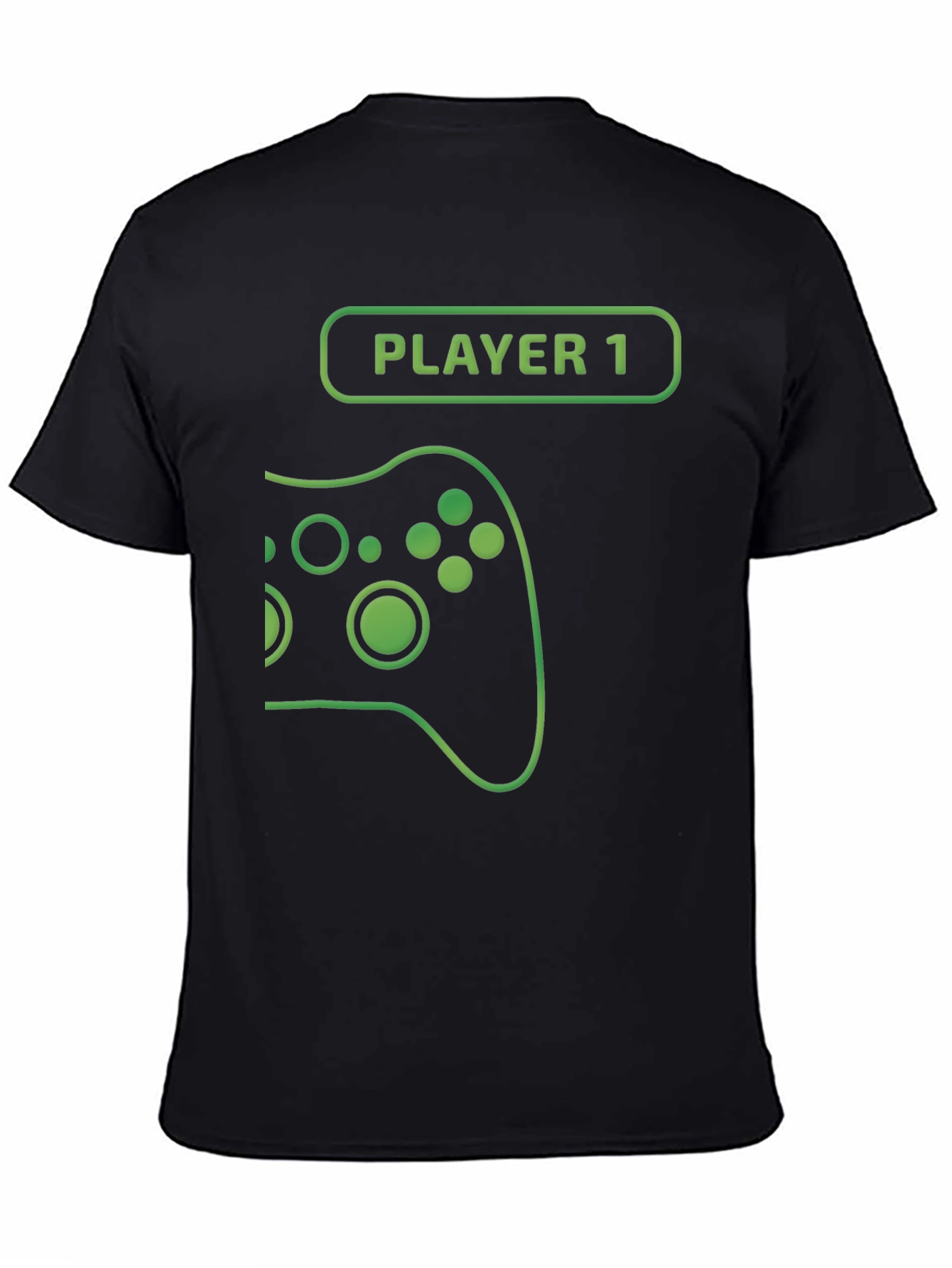 Black Player 1 Gamer T-Shirt - Black Cotton Gaming Tee view 4