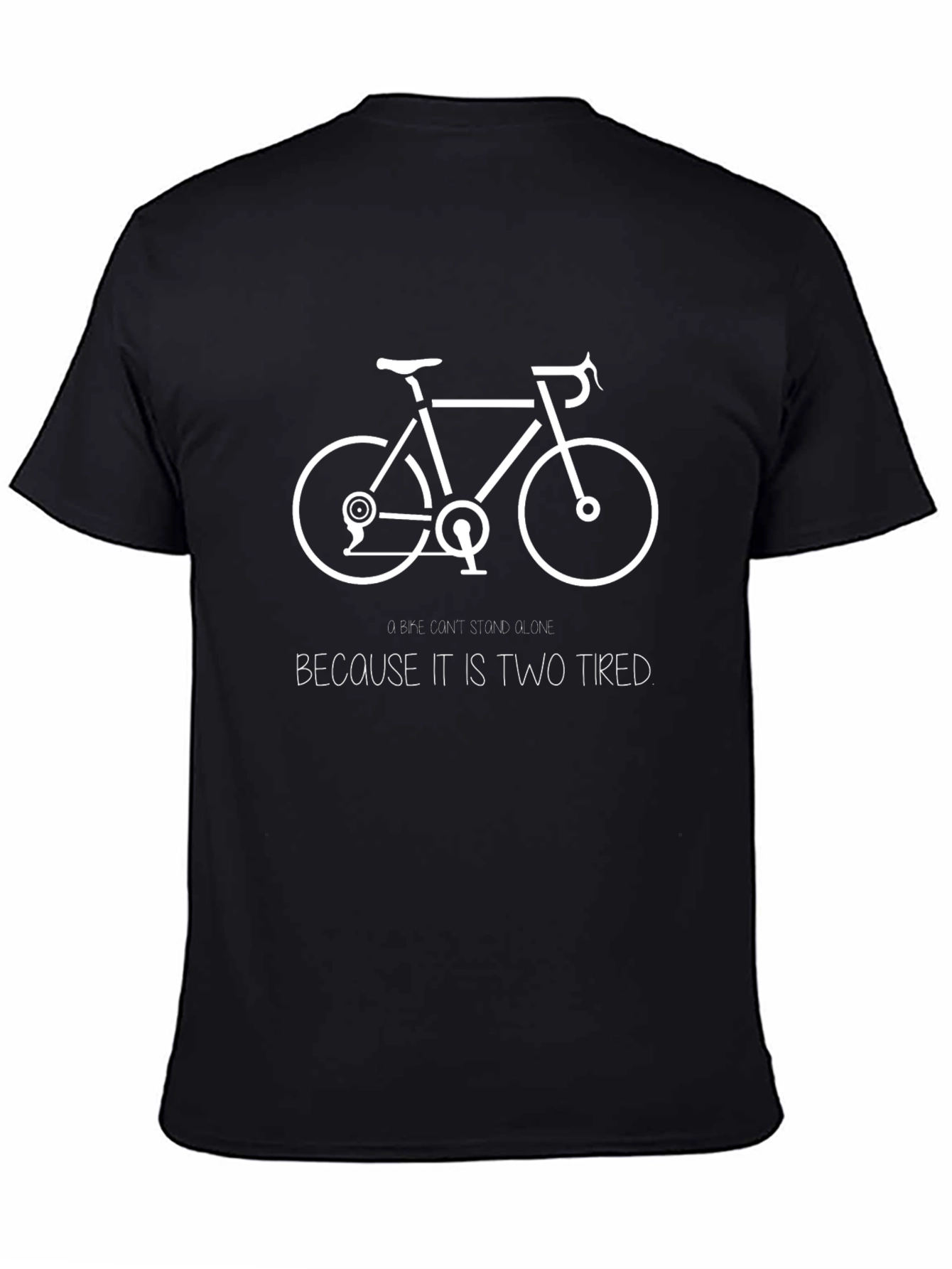 Black Funny Bike Two Tired Black Graphic T-Shirt view 4