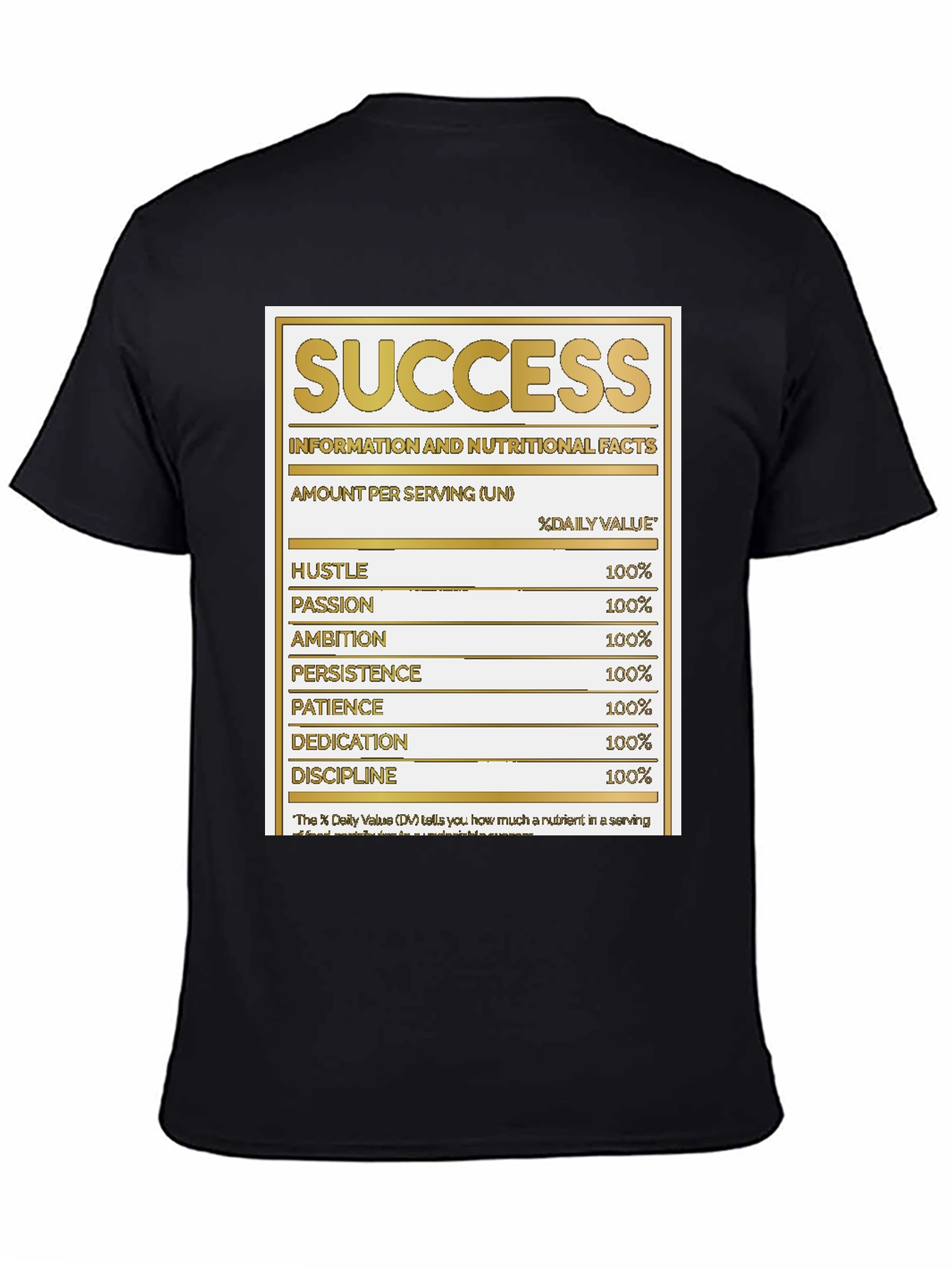 Black Success Nutrition Facts Black T-Shirt view 4