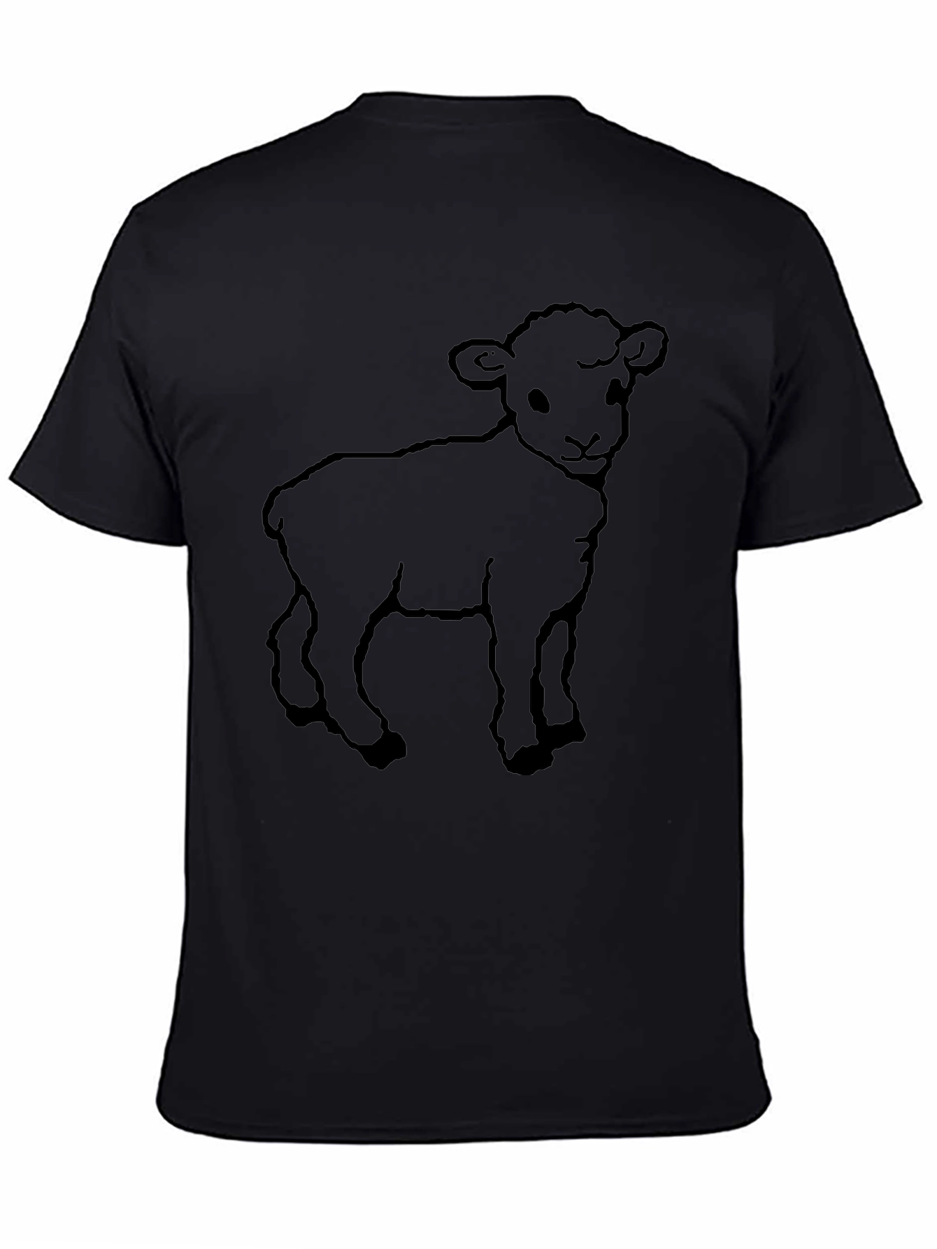 Black Cute Lamb Graphic Black T-Shirt view 4