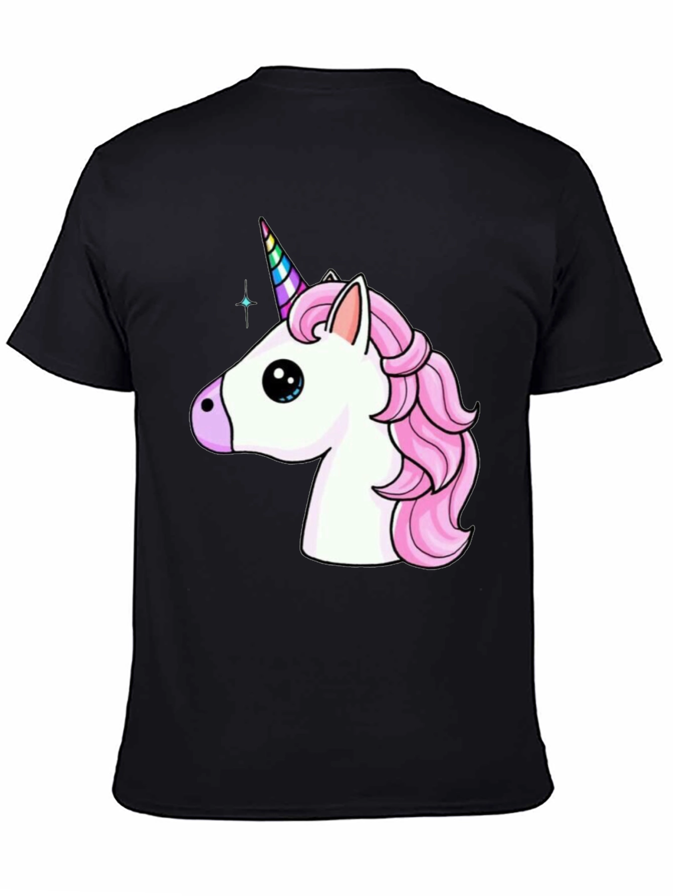 Black Unicorn Graphic Tee - Black Cotton T-Shirt view 4