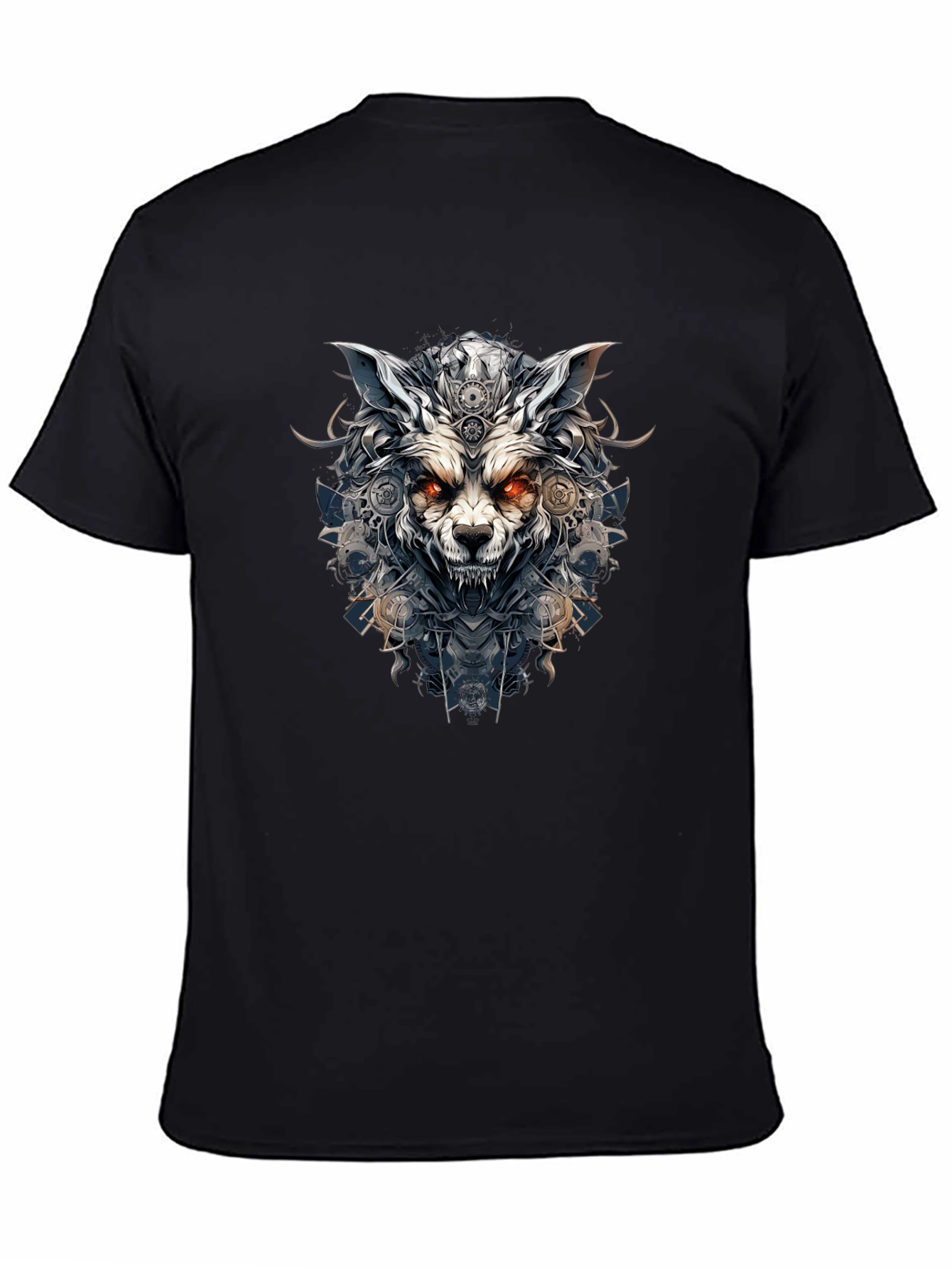 Black Wolf Graphic Print Black T-Shirt view 4