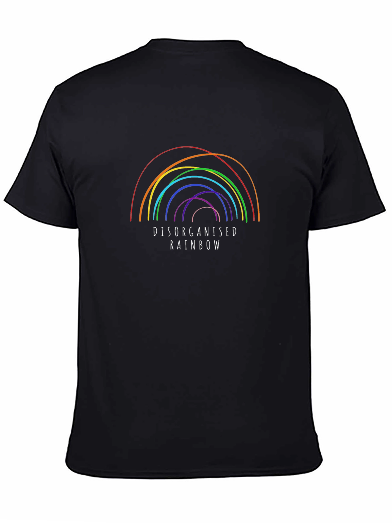 Black Disorganised Rainbow Black T-Shirt view 4