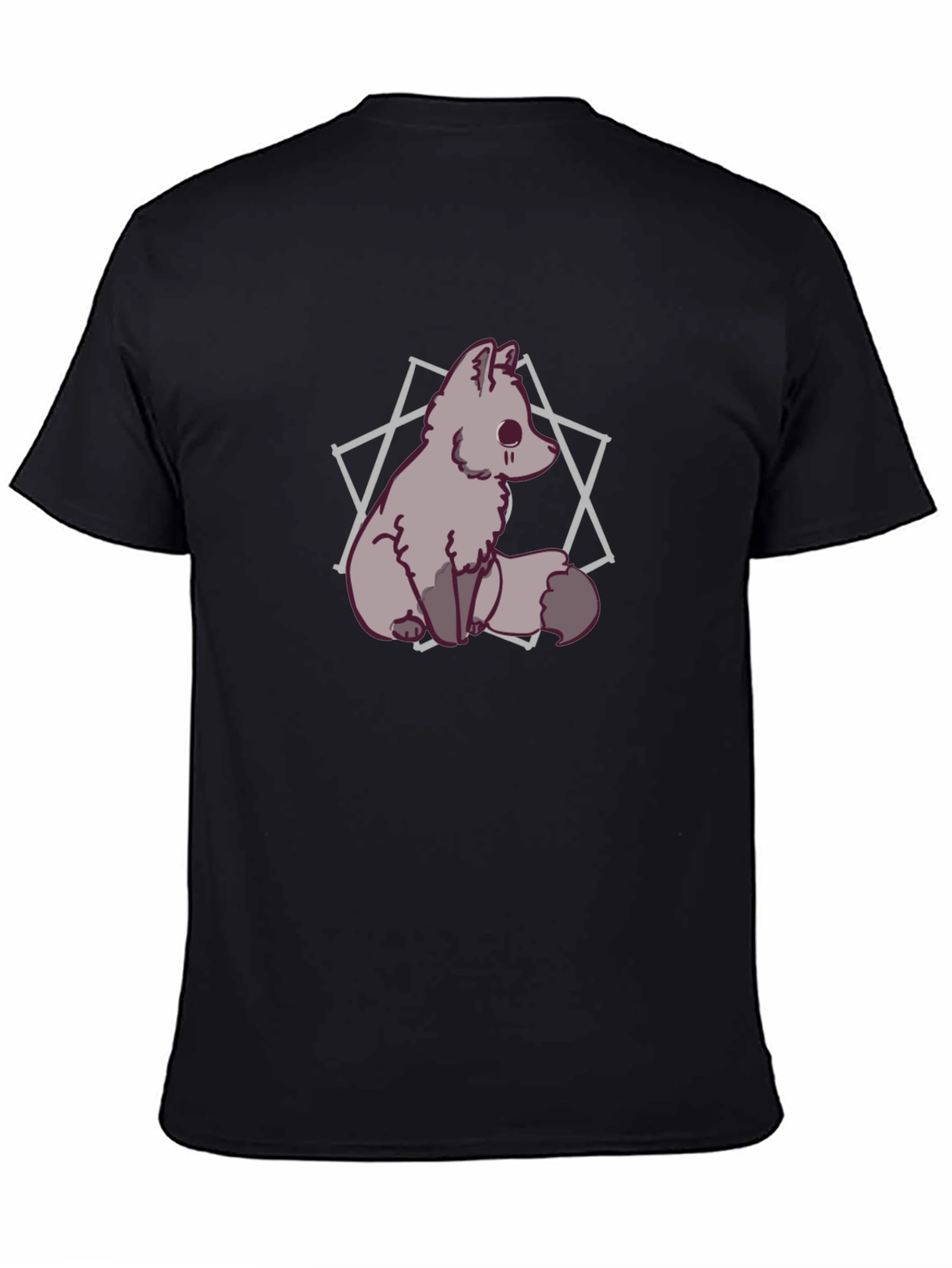 Black Cute Fox Graphic T-Shirt - Men's Black Tee view 4