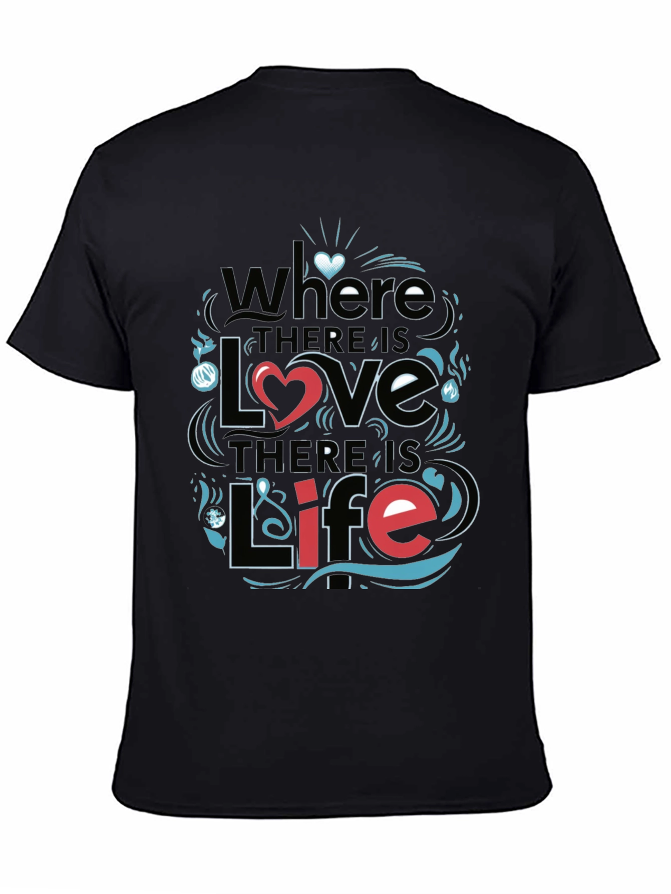 Black Inspirational 'Love & Life' Graphic T-Shirt view 4
