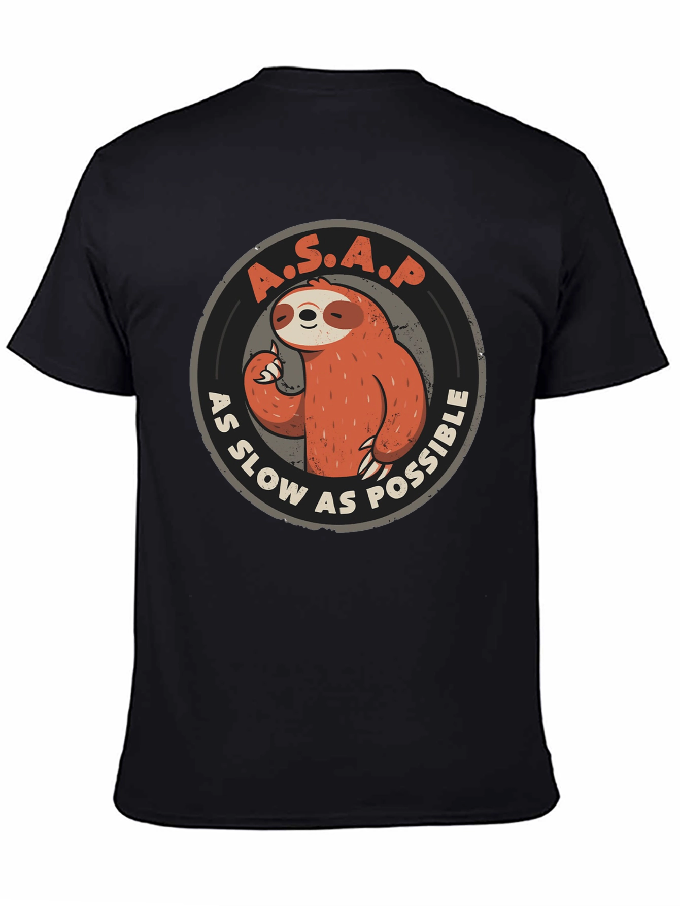 Black Funny Sloth A.S.A.P. Graphic T-Shirt - As Slow As Possible Tee view 4