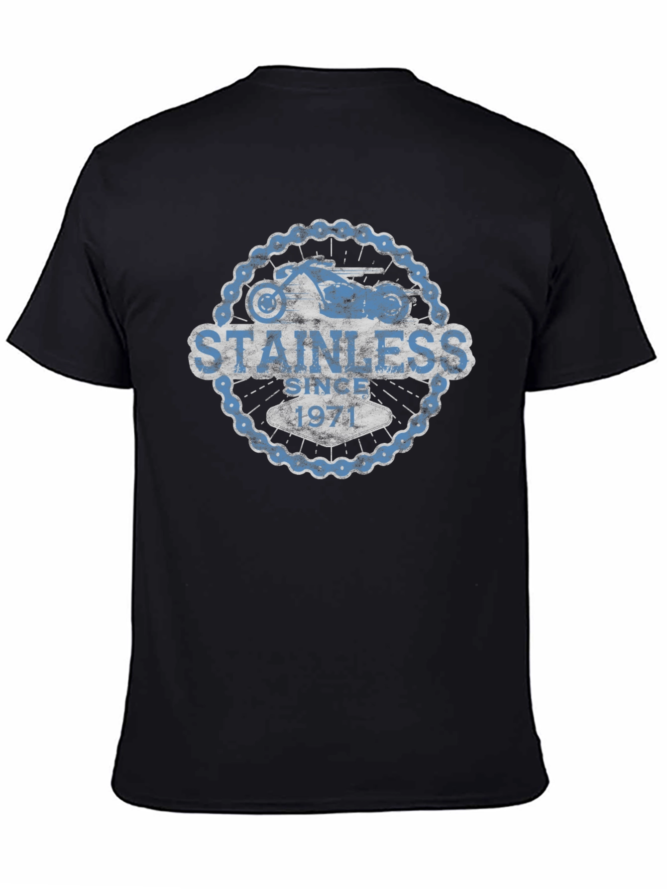 Black Stainless Since 1971 Motorcycle Graphic T-Shirt view 4
