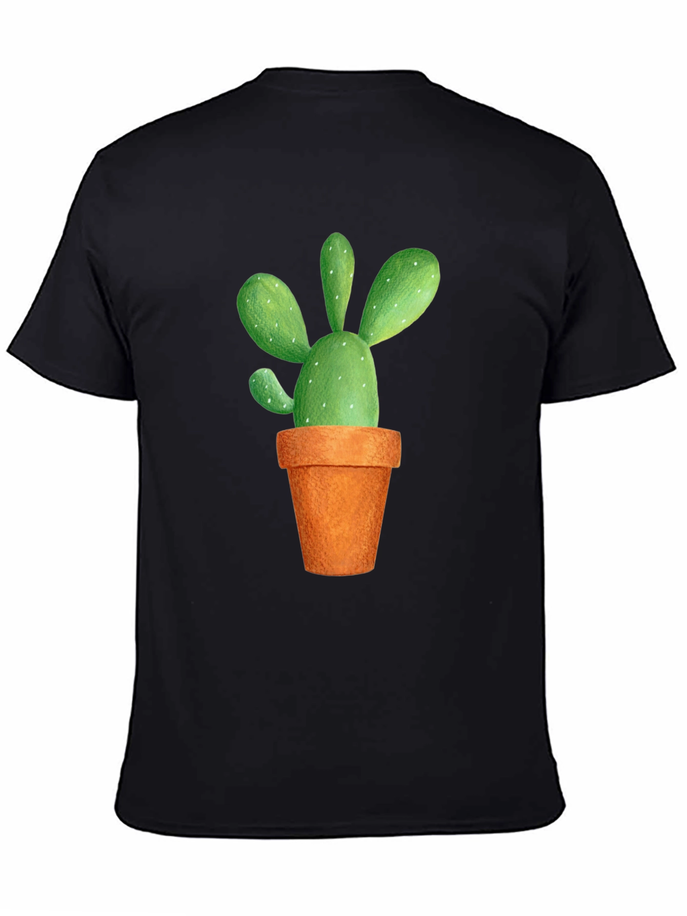 Black Cactus Graphic Tee - Potted Plant Design view 4