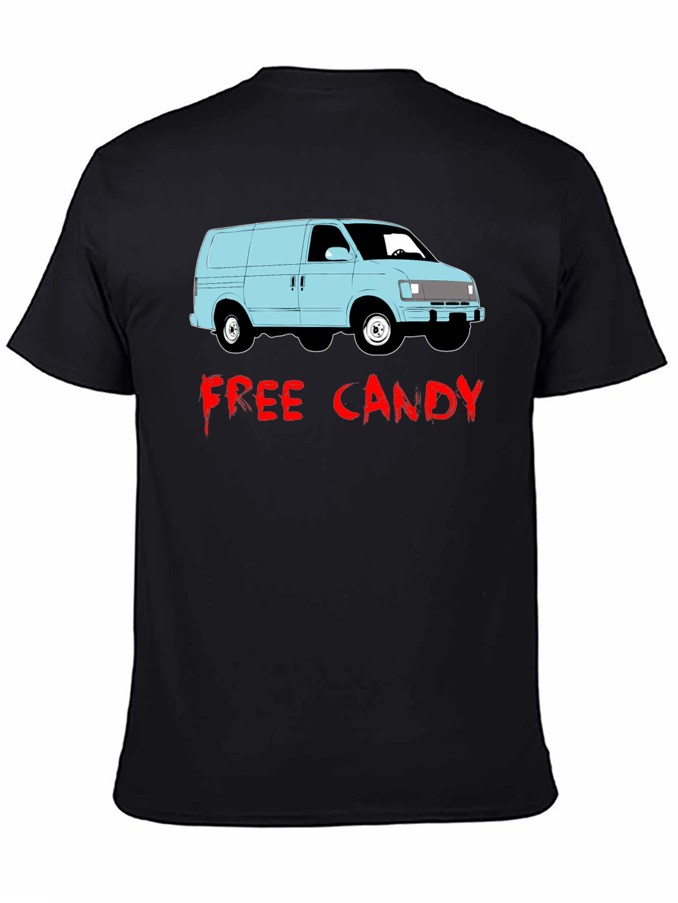 Black Free Candy Van T-Shirt - Funny Graphic Tee view 4
