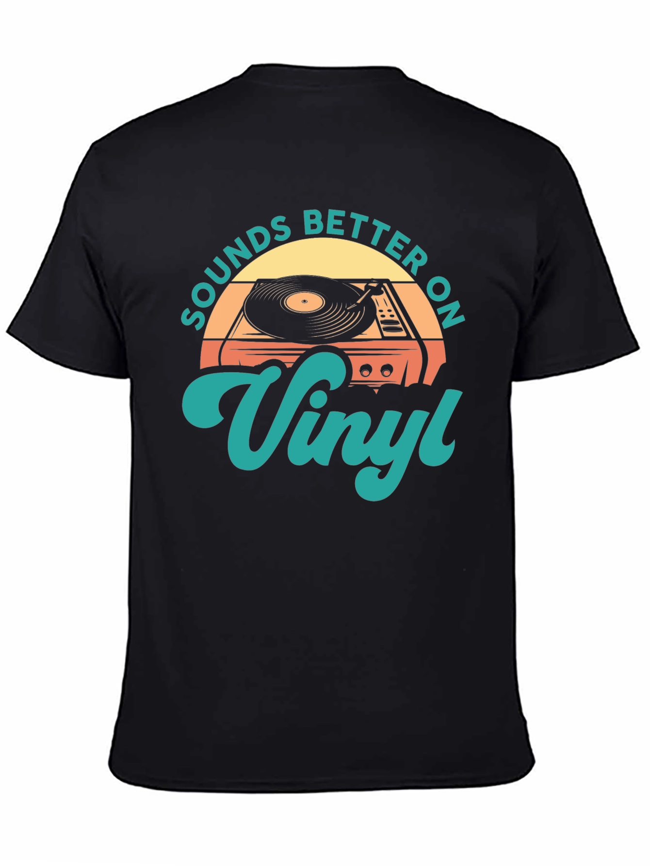 Black Sounds Better On Vinyl Retro T-Shirt view 4