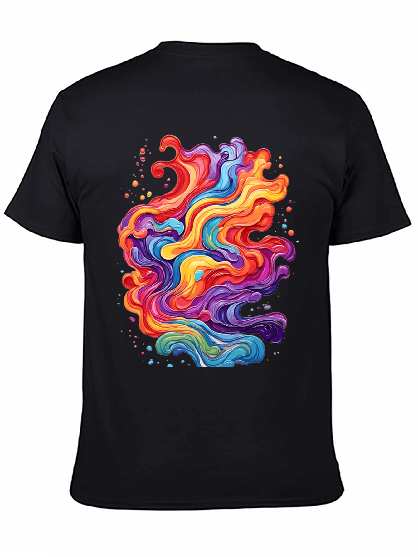 Black Vibrant Abstract Swirl T-Shirt - Black view 4