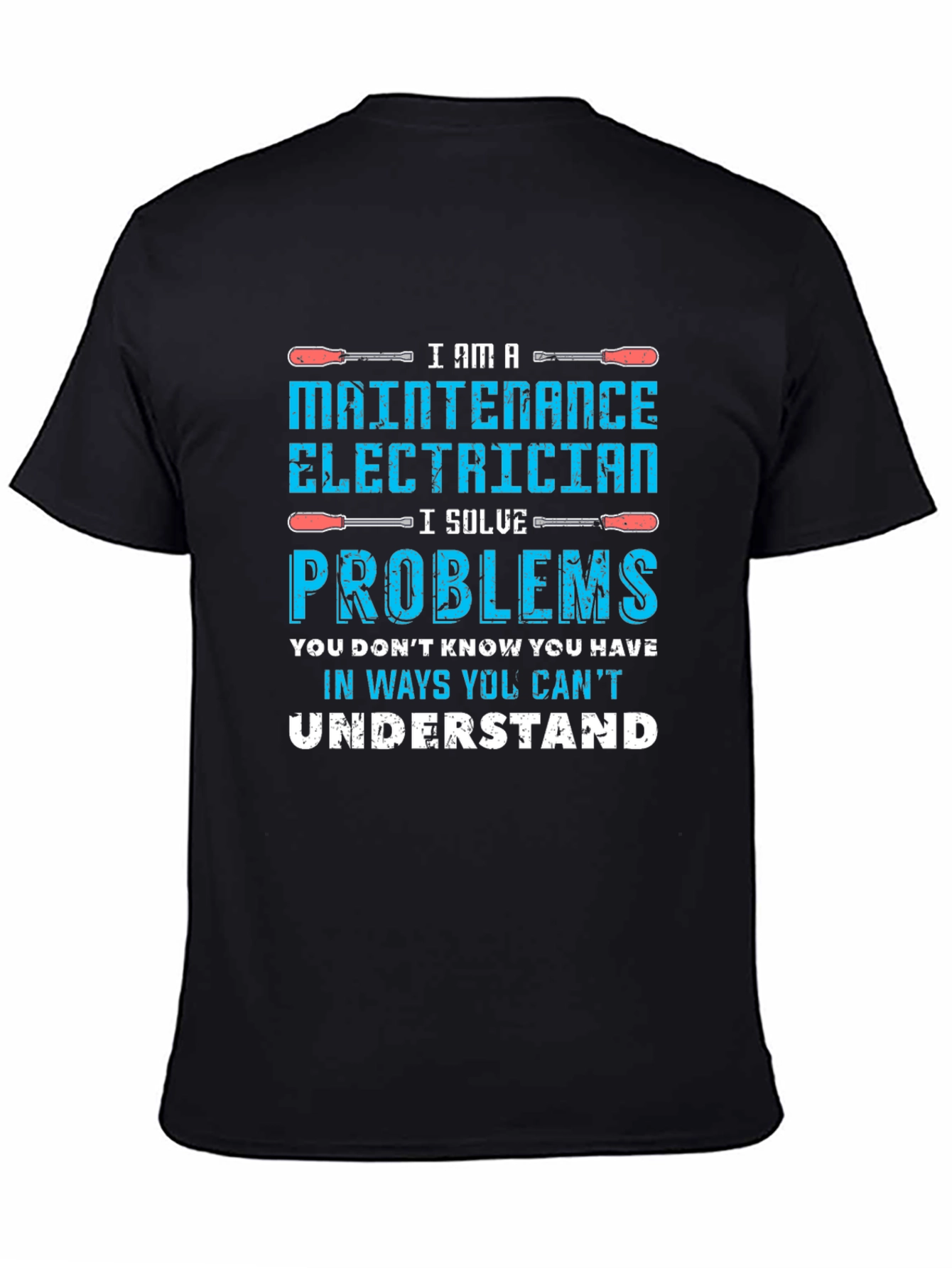 Black Maintenance Electrician Humor T-Shirt view 4