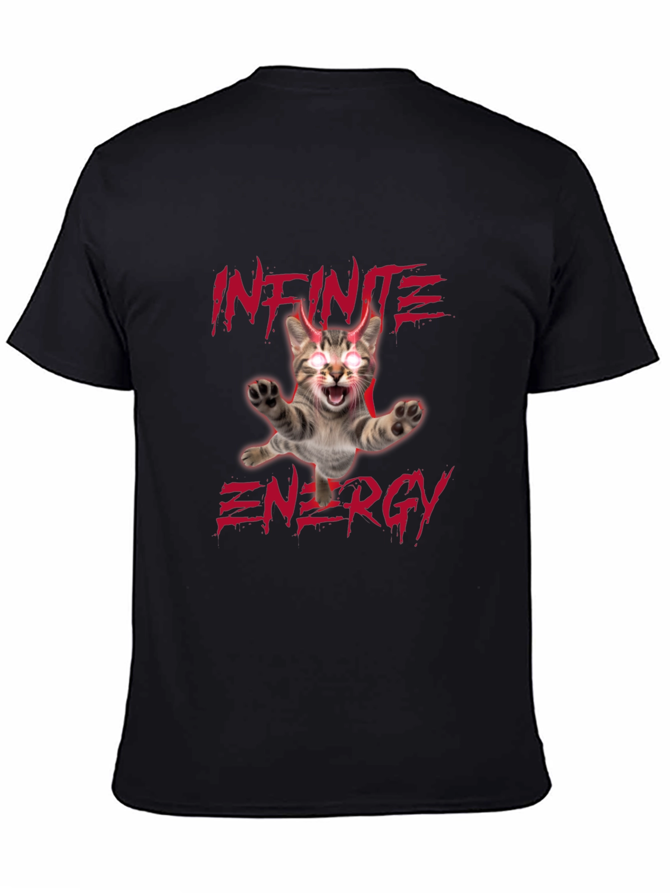 Black Infinite Energy Cat T-Shirt - Men's Black Tee view 4