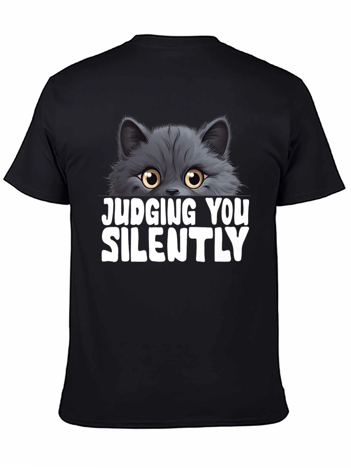 Black Judging You Silently Cat T-Shirt view 4