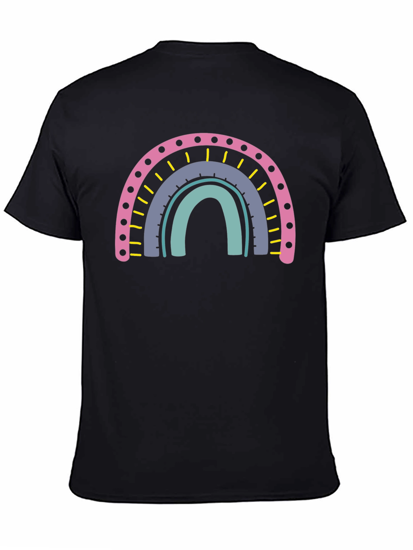 Black Rainbow Graphic T-Shirt - Casual Cotton Tee view 4