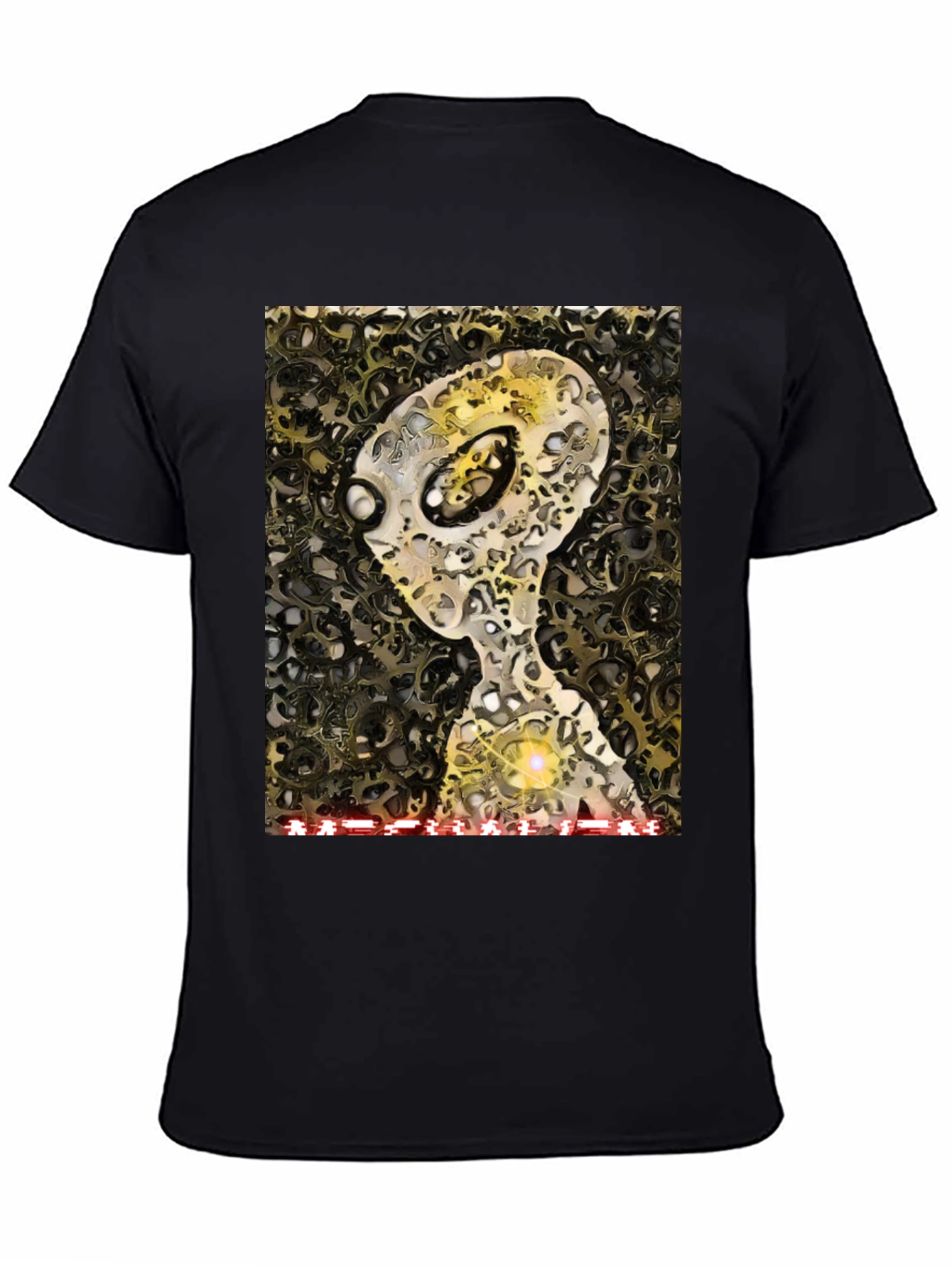 Black Alien Cog T-Shirt - Sci-Fi Graphic Tee view 4