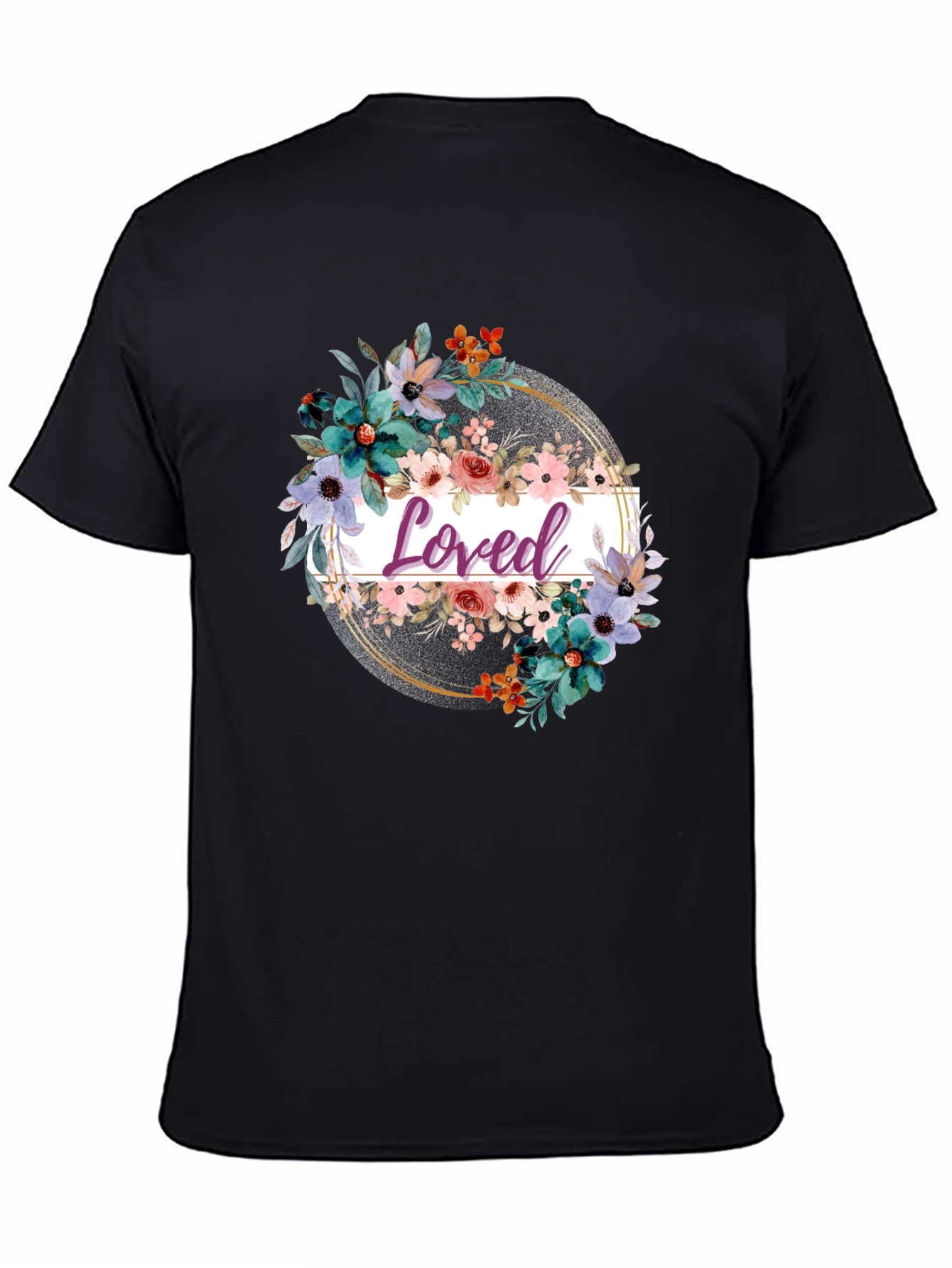 Black Floral Loved T-Shirt view 4