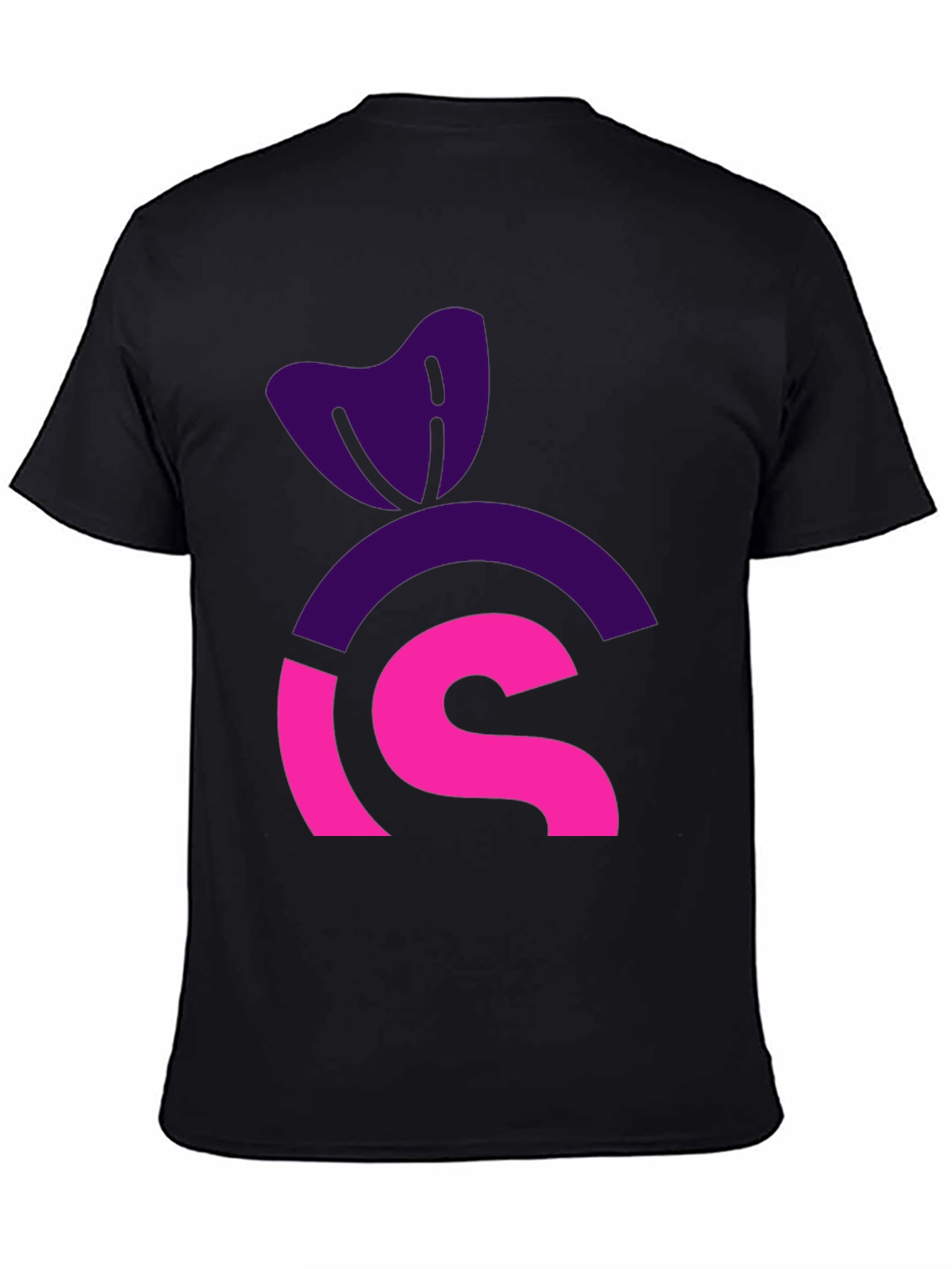 Black Modern Graphic Tee: Purple & Pink Icon Design view 4