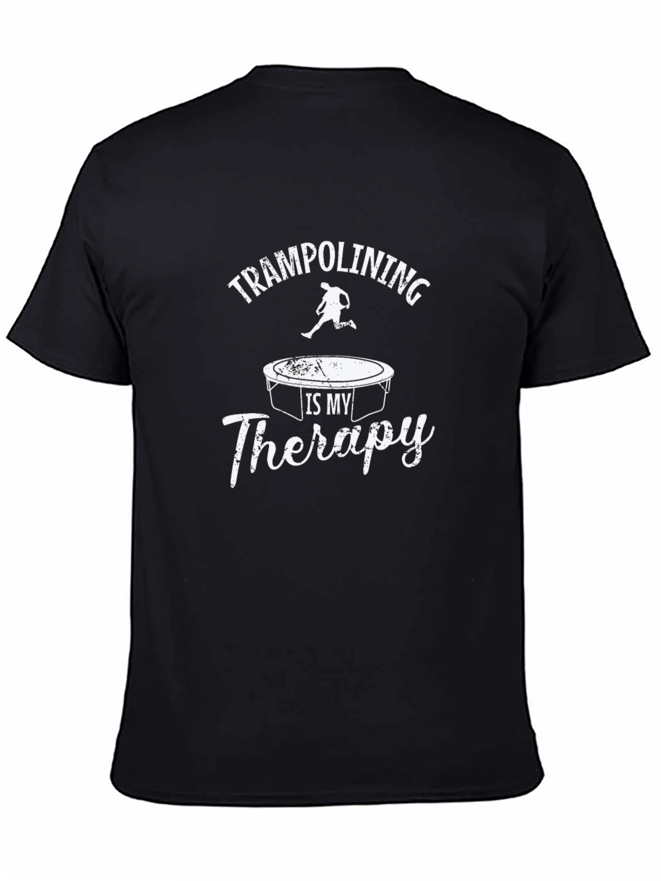 Black Trampolining Therapy Graphic Tee - Black Cotton T-Shirt view 4