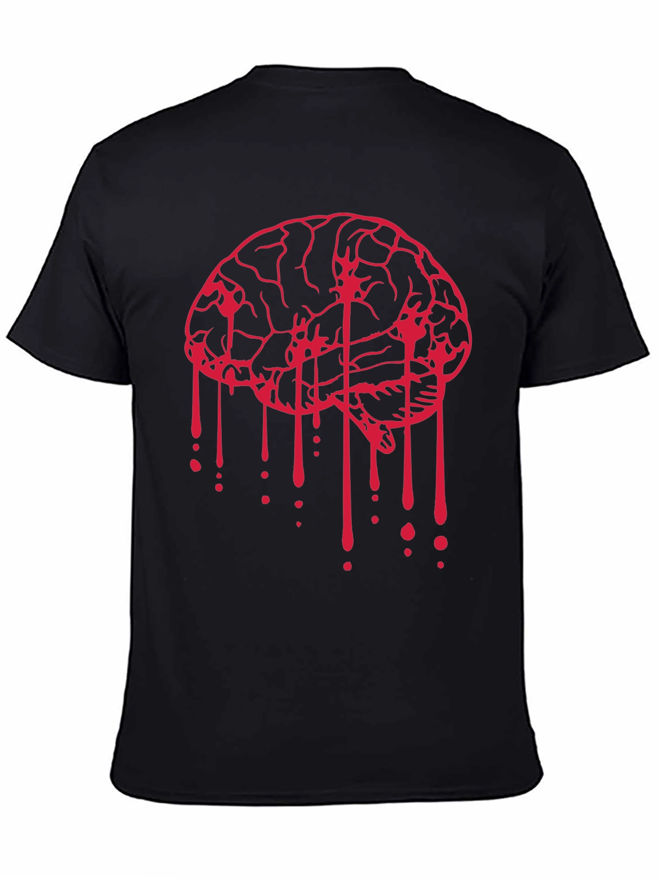 Black Bleeding Brain Graphic Tee - Black view 4