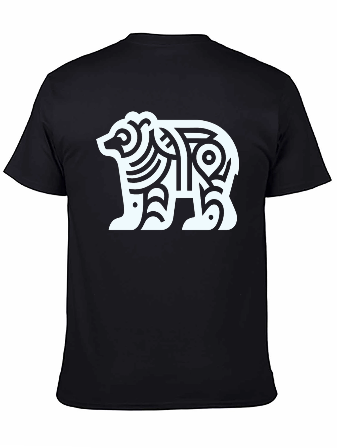Black Geometric Bear Graphic Tee - Black Cotton Blend view 4