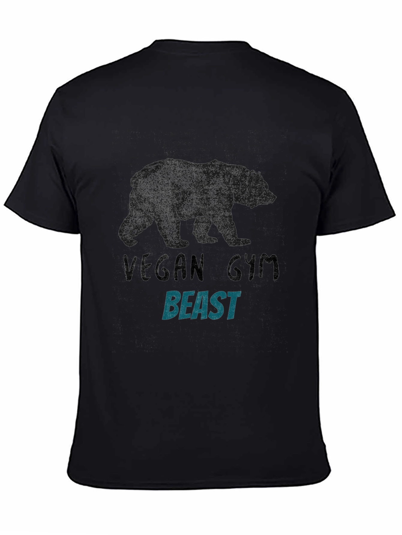 Black Vegan Gym Beast Graphic Tee - Black view 4