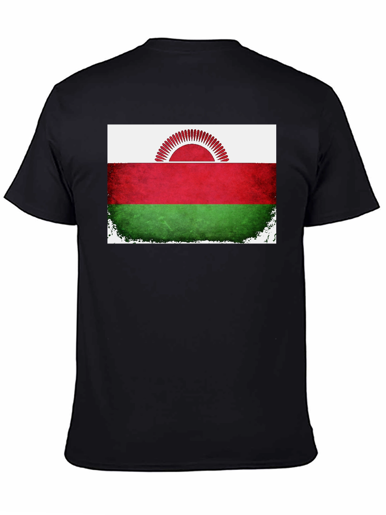 Black Malawi Flag Graphic T-Shirt view 4