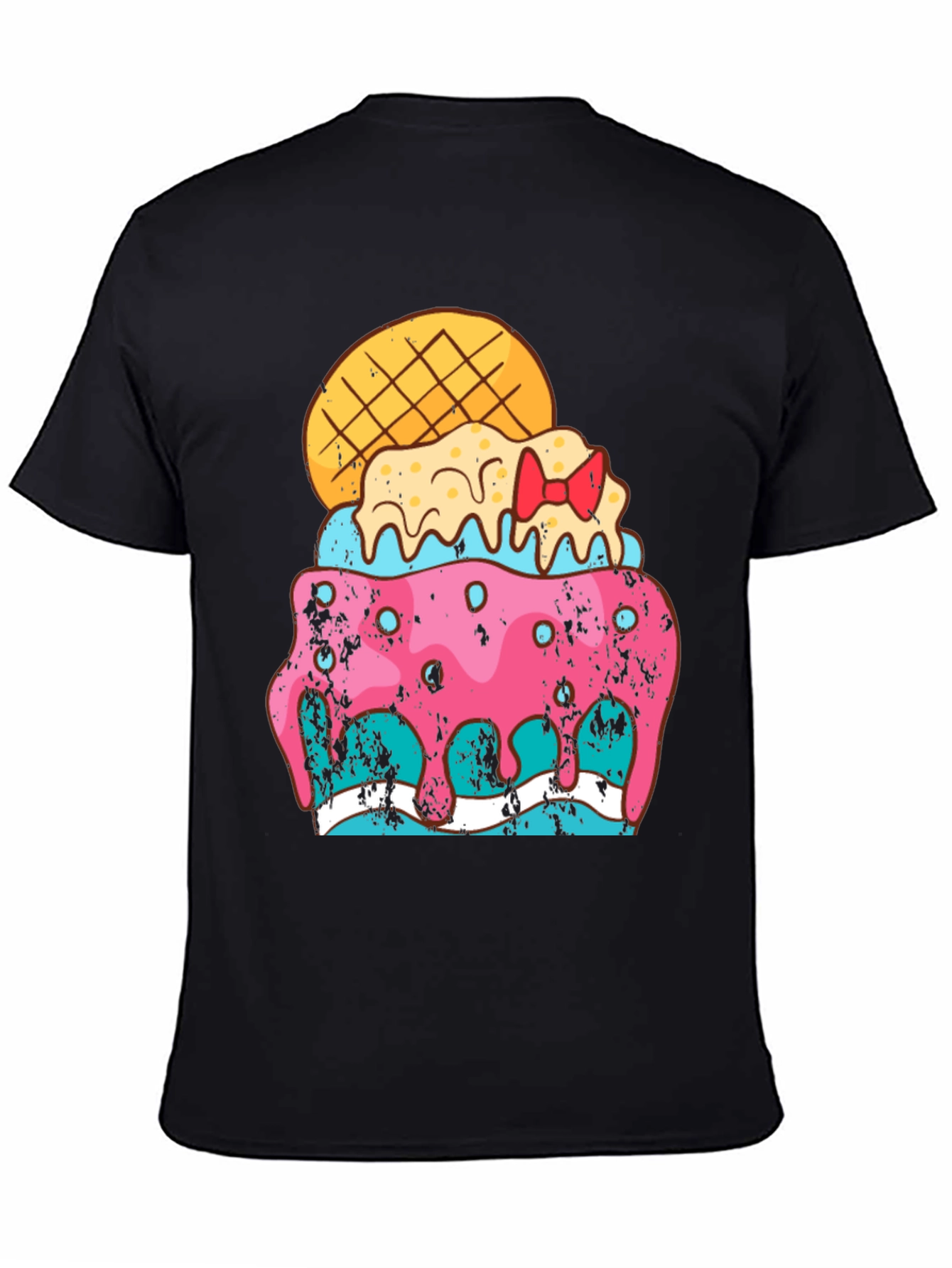 Black Fun Ice Cream Treat Graphic Tee - Black Cotton Blend Shirt view 4