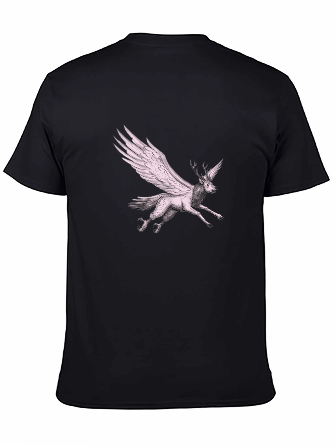 Black Winged Deer Graphic Tee - Unique Fantasy T-Shirt view 4