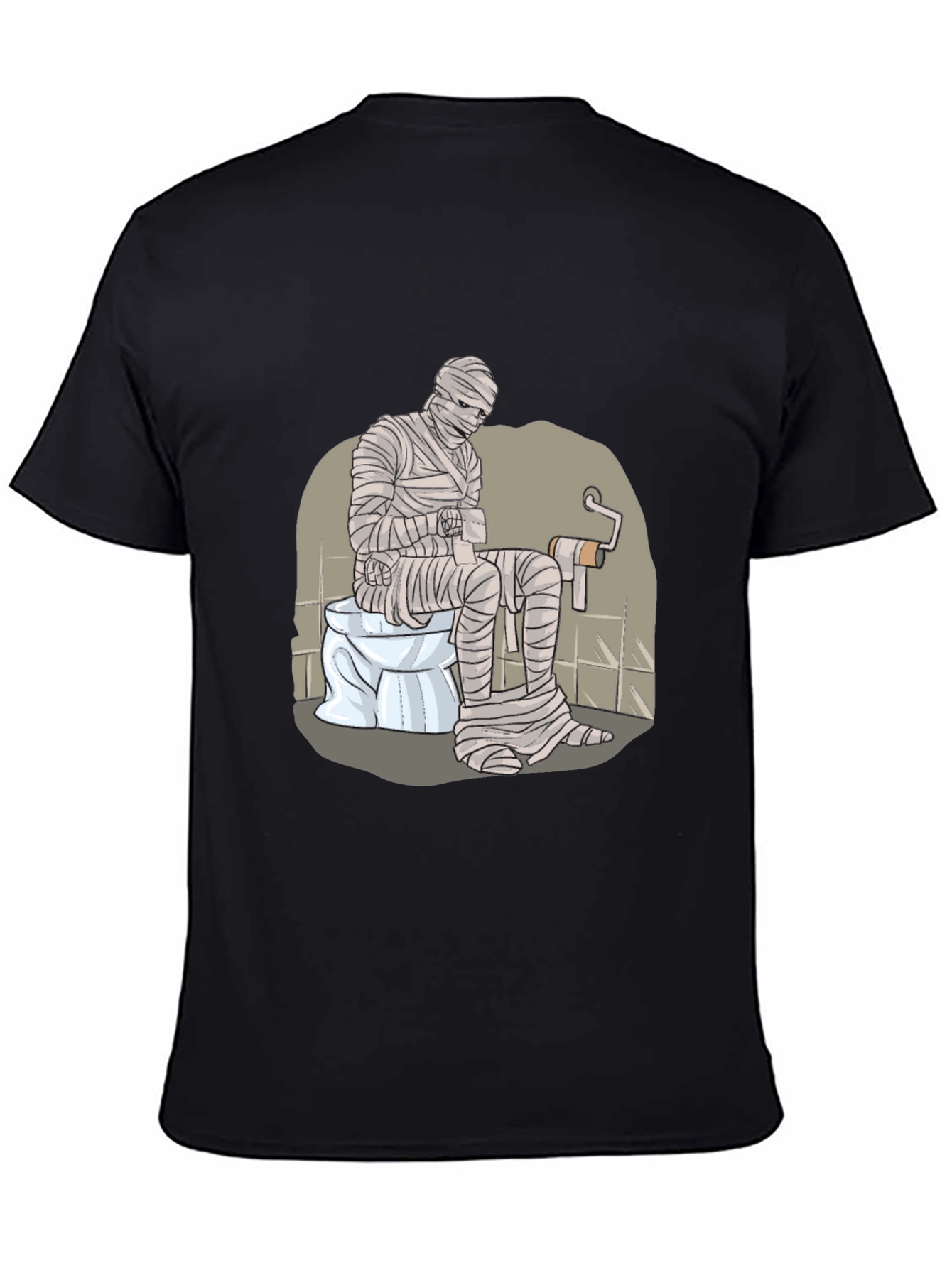 Black Mummy on Toilet Graphic Tee - Funny Halloween T-Shirt view 4