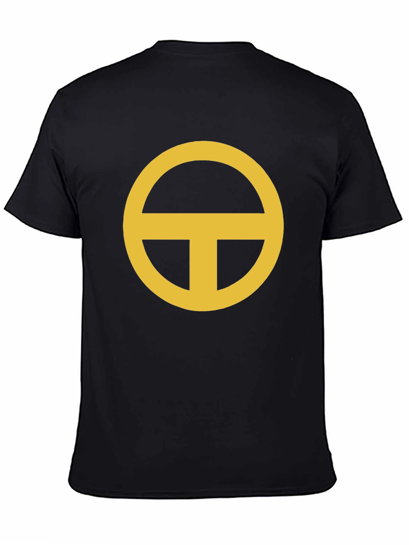 Black Minimalist Gold Circle-T Graphic Black T-Shirt view 4