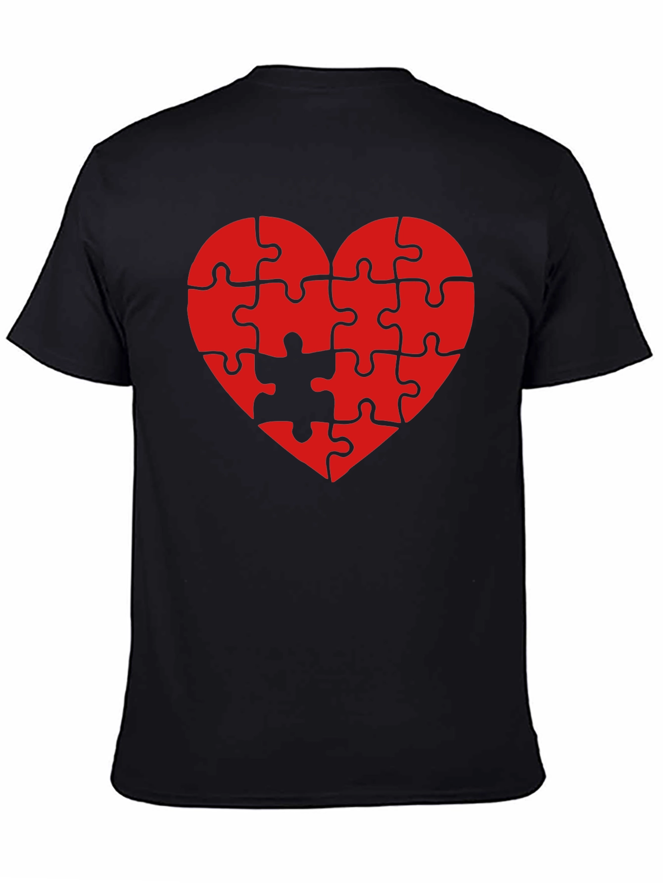 Black Heart Puzzle Piece T-Shirt - Love Completes You view 4