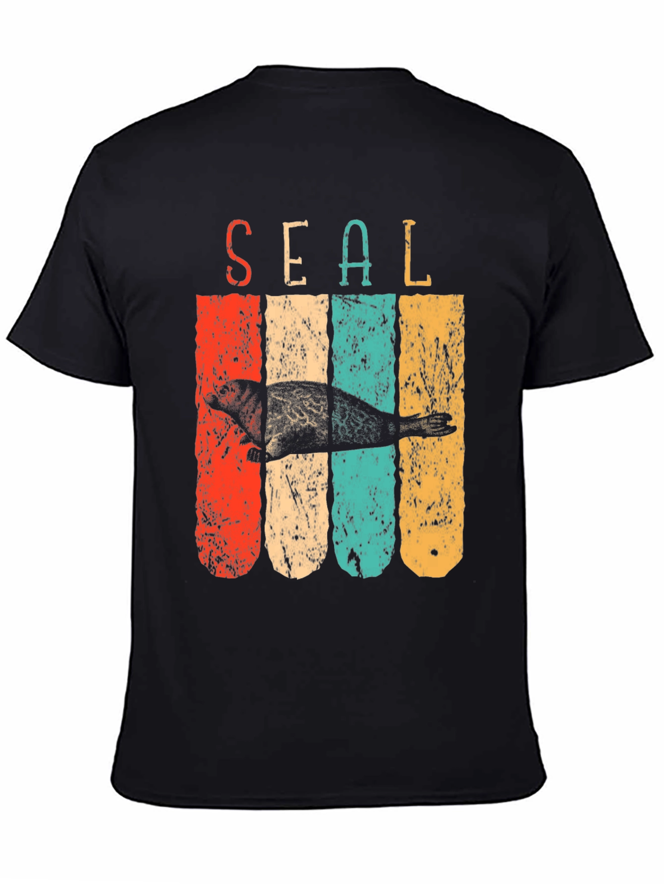 Black Retro Seal T-Shirt - Vintage Style Graphic Tee view 4