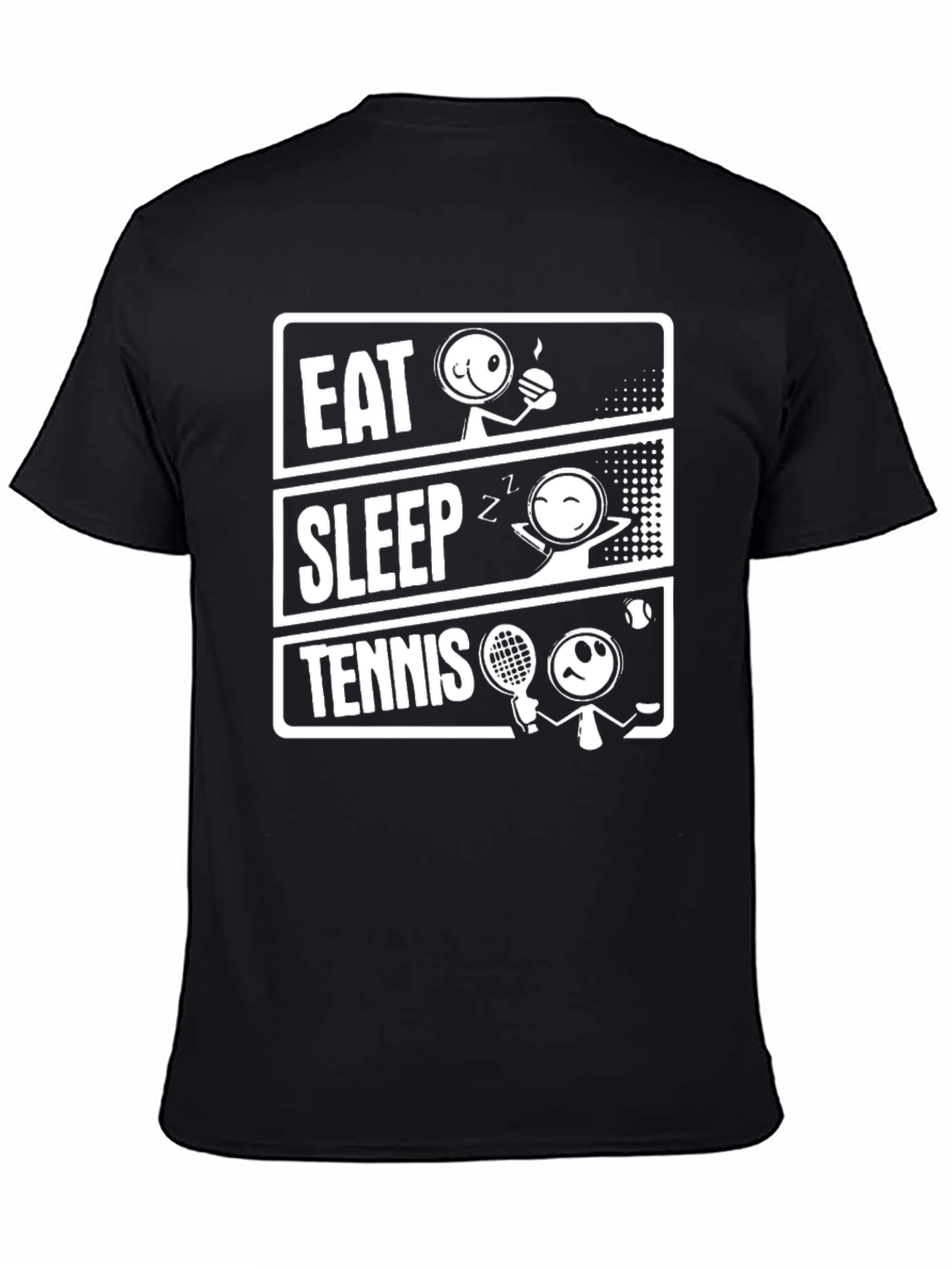Black Eat Sleep Tennis Black Graphic T-Shirt view 4
