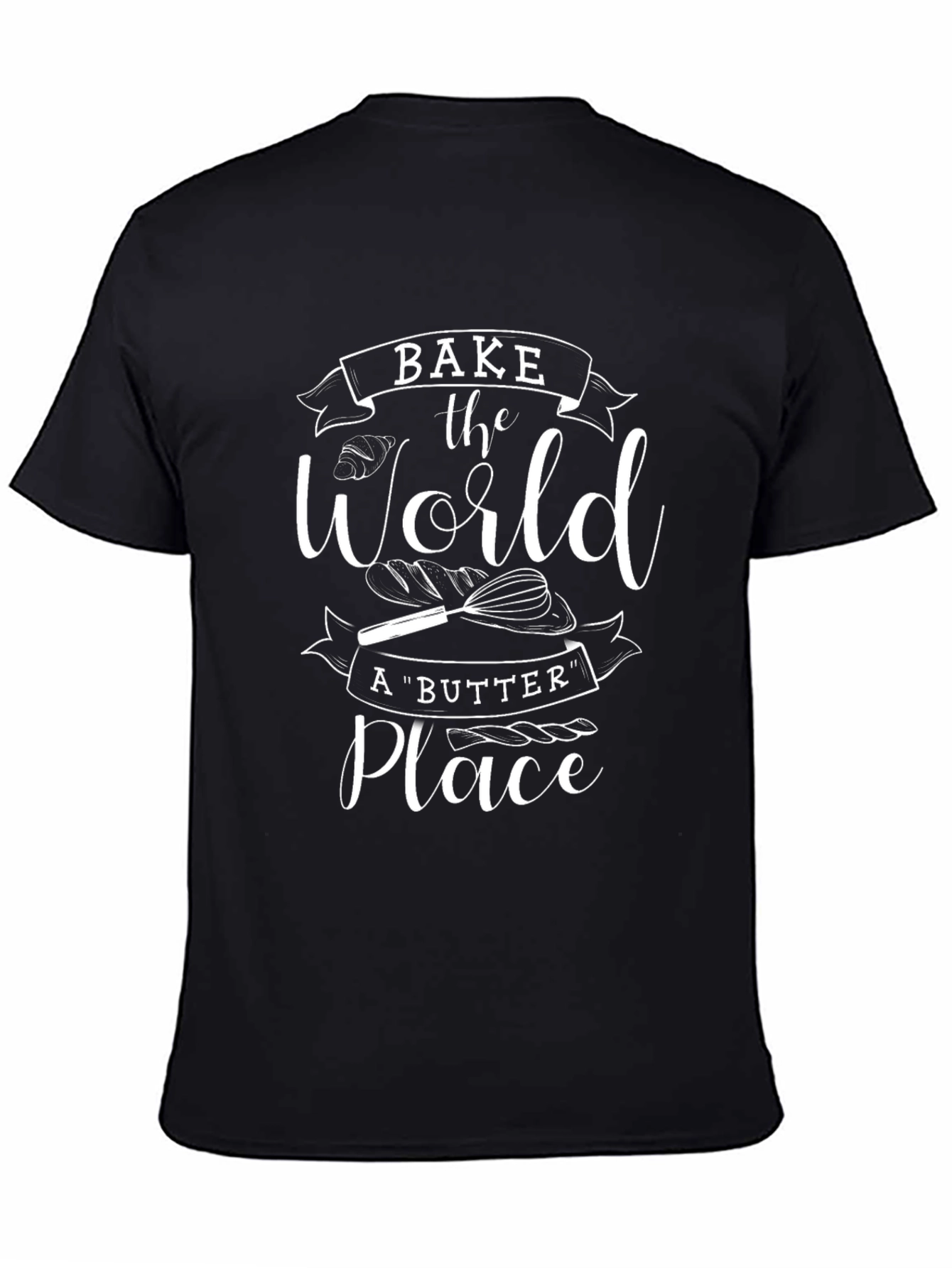 Black Bake the World T-Shirt - Unisex Cotton Tee view 4