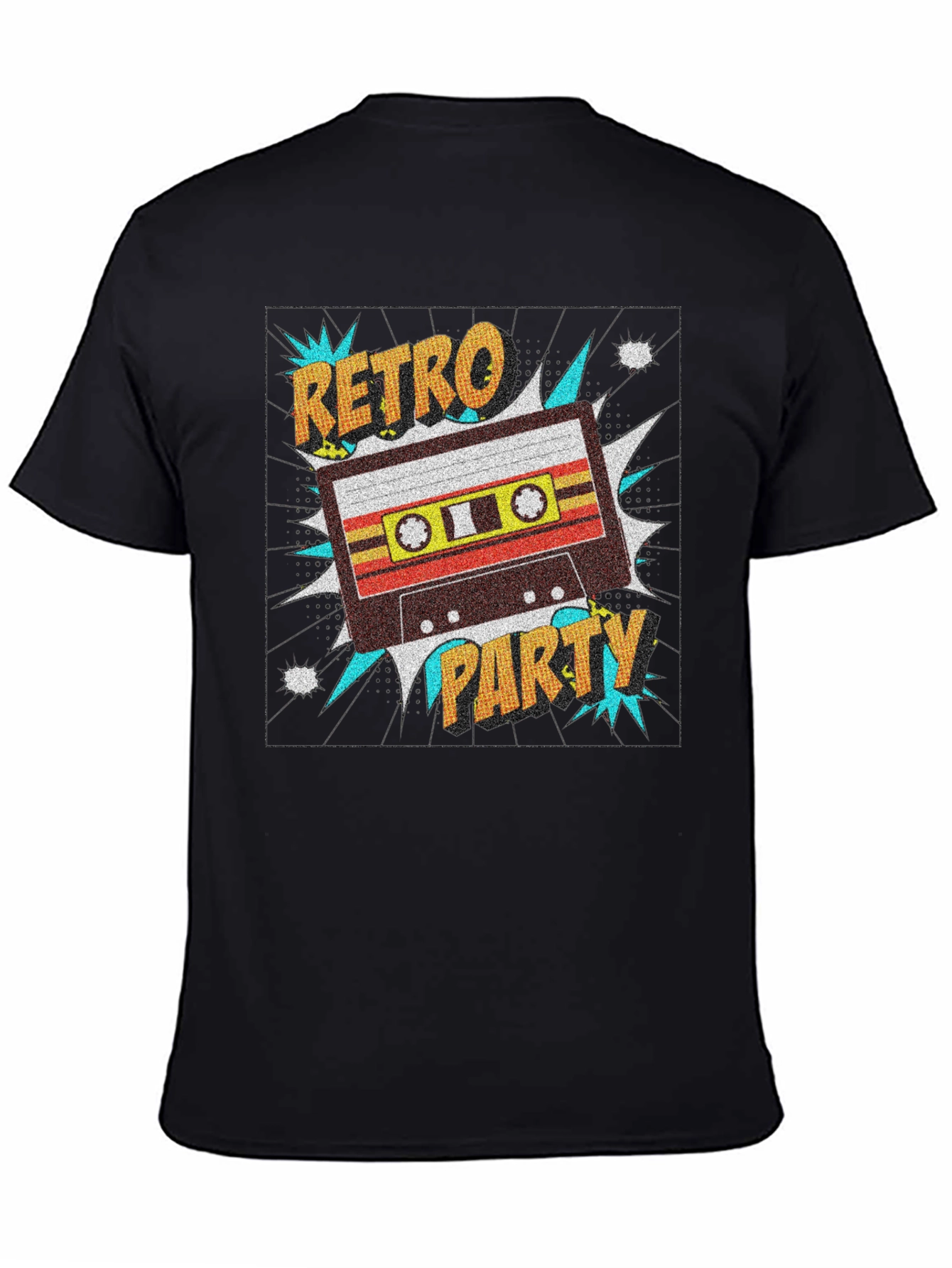 Black Retro Party Cassette Tape Graphic T-Shirt view 4