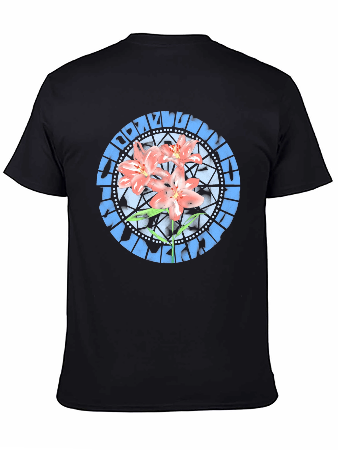 Black Floral Stained Glass Graphic Tee - Black view 4