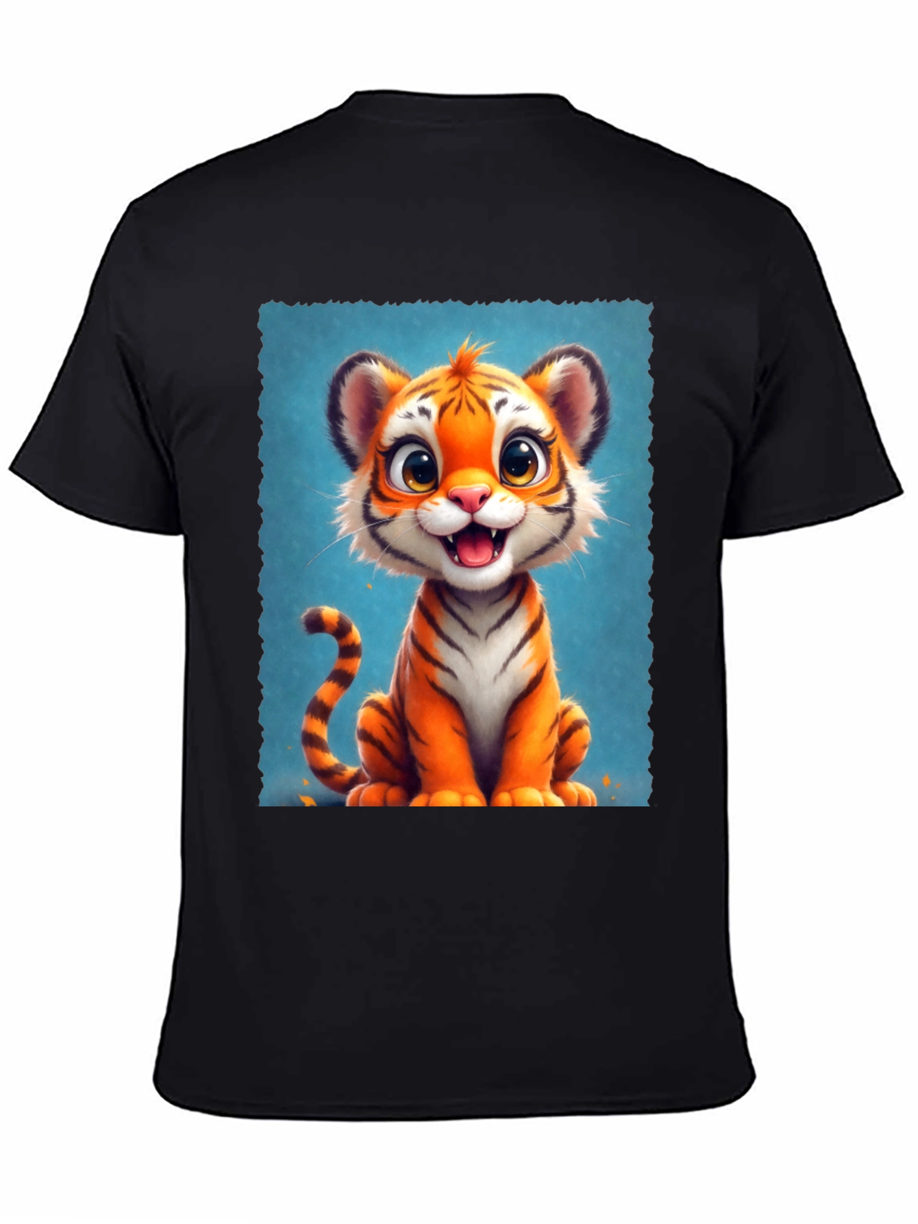 Black Cute Cartoon Tiger Graphic Tee view 4