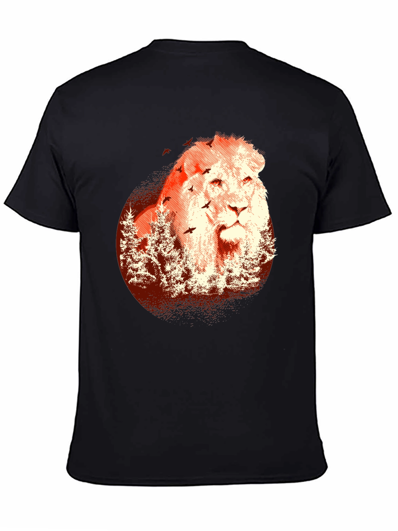 Black Lion & Trees Graphic Tee - Men's Black T-Shirt view 4