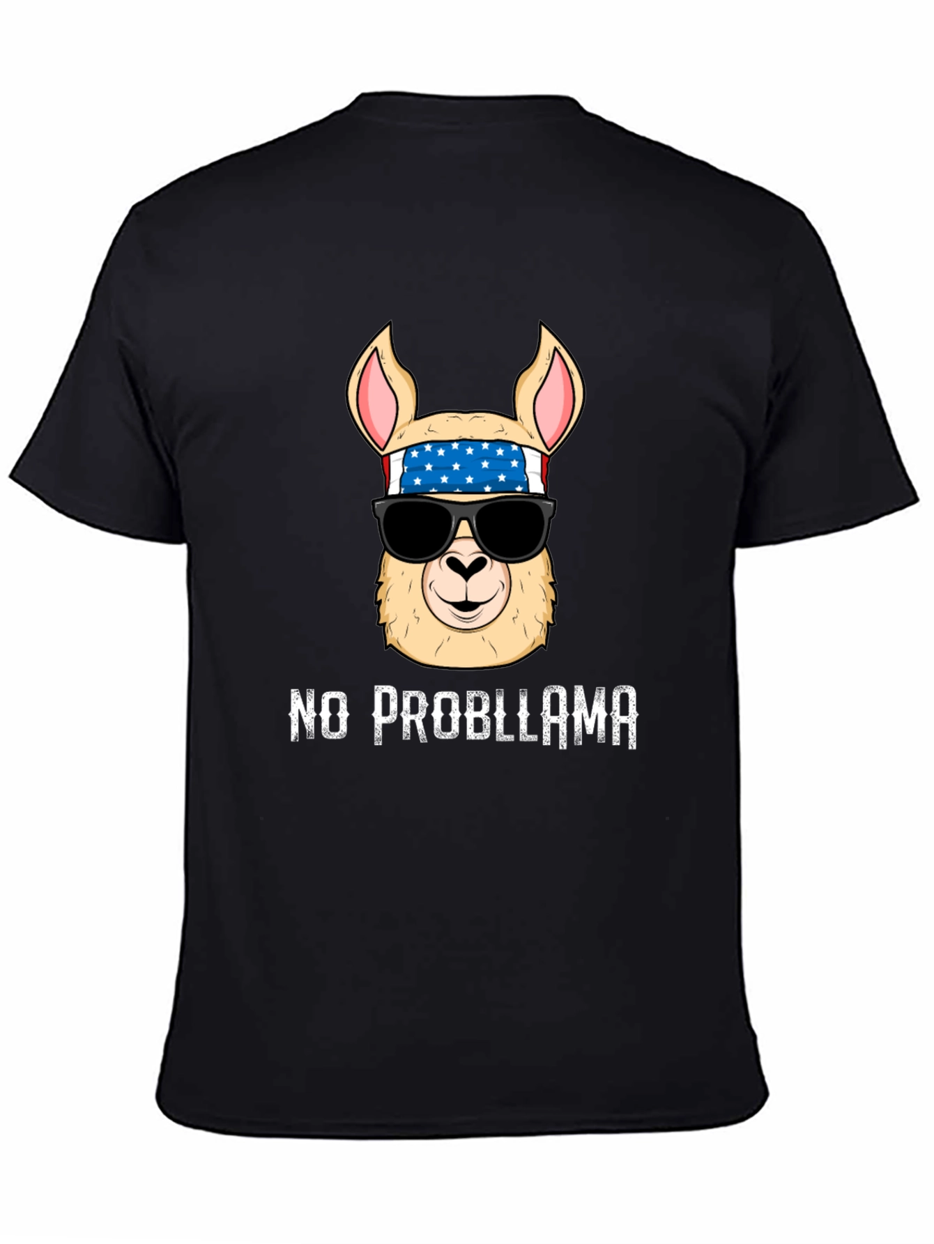 Black No Probllama Llama T-Shirt view 4