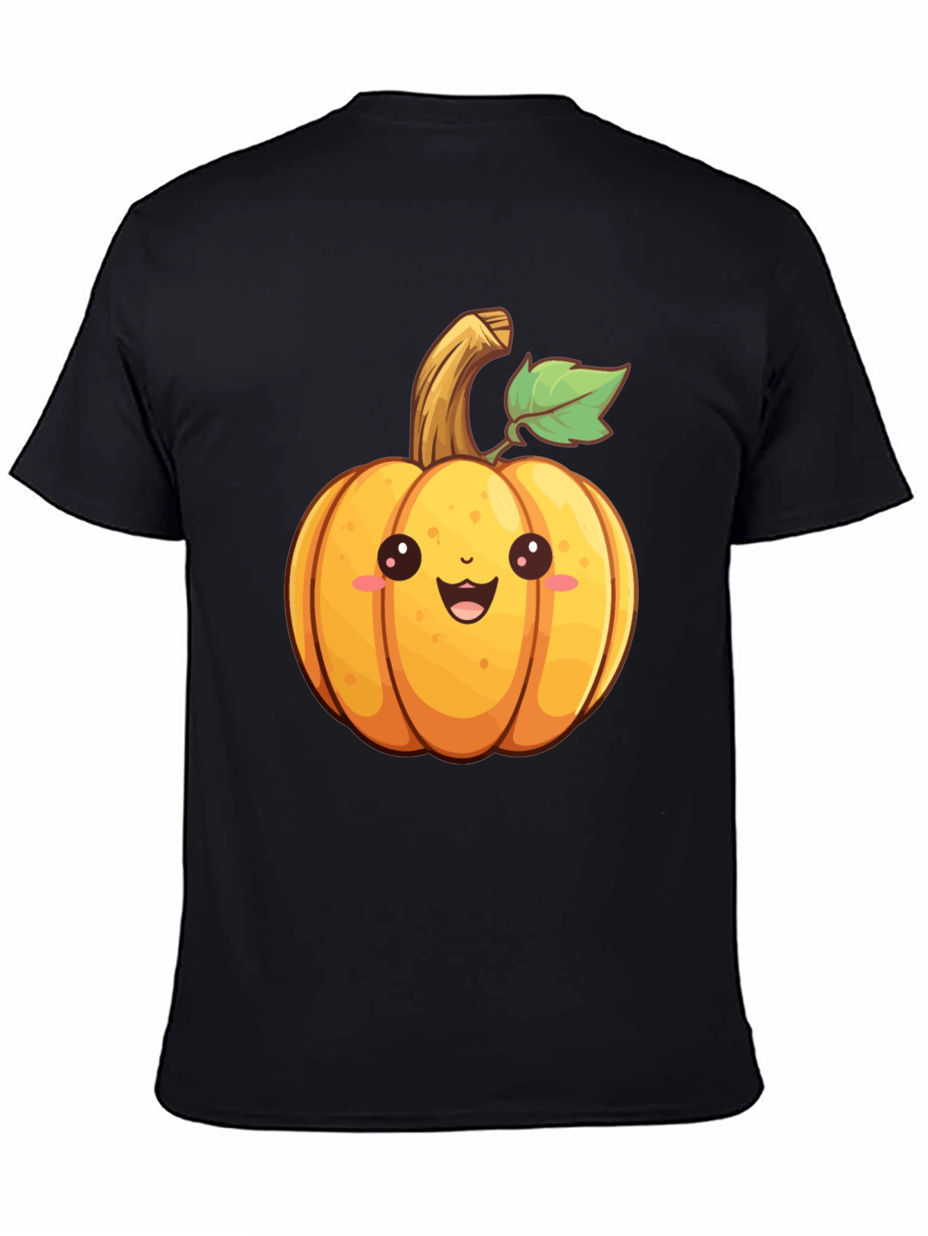 Black Cute Cartoon Pumpkin Graphic T-Shirt view 4