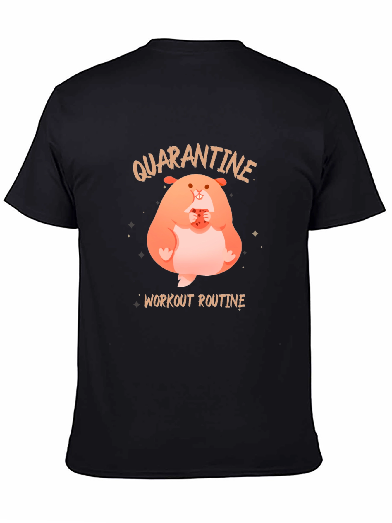 Black Quarantine Workout Routine T-Shirt view 4