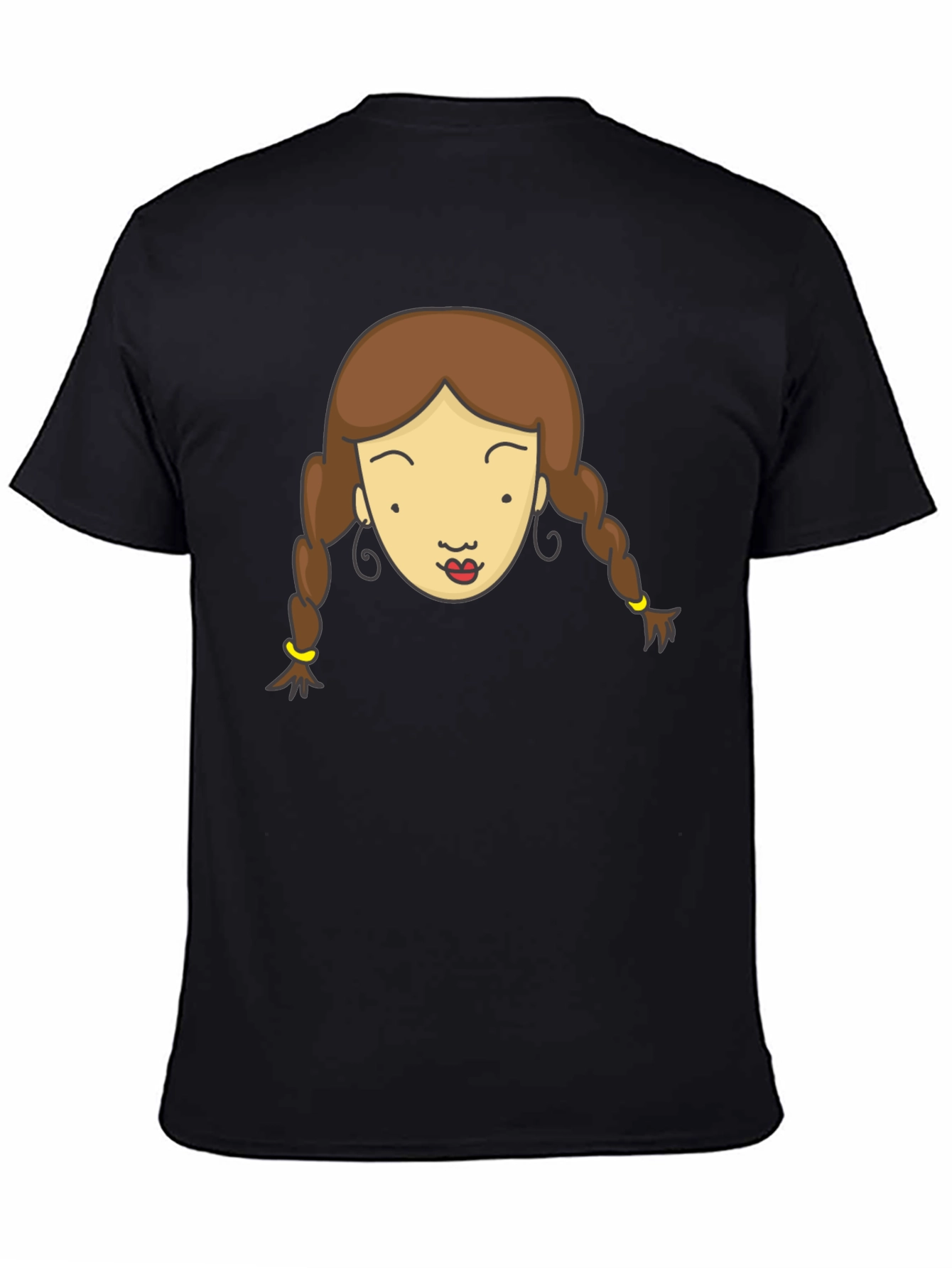 Black Cartoon Girl Graphic Tee - Black view 4