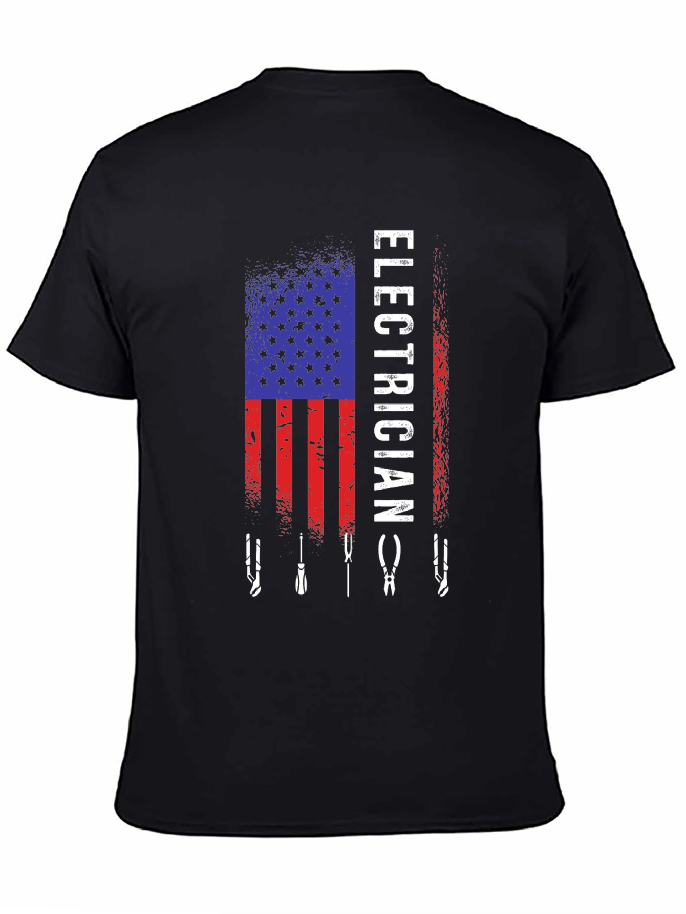 Black Electrician American Flag T-Shirt view 4