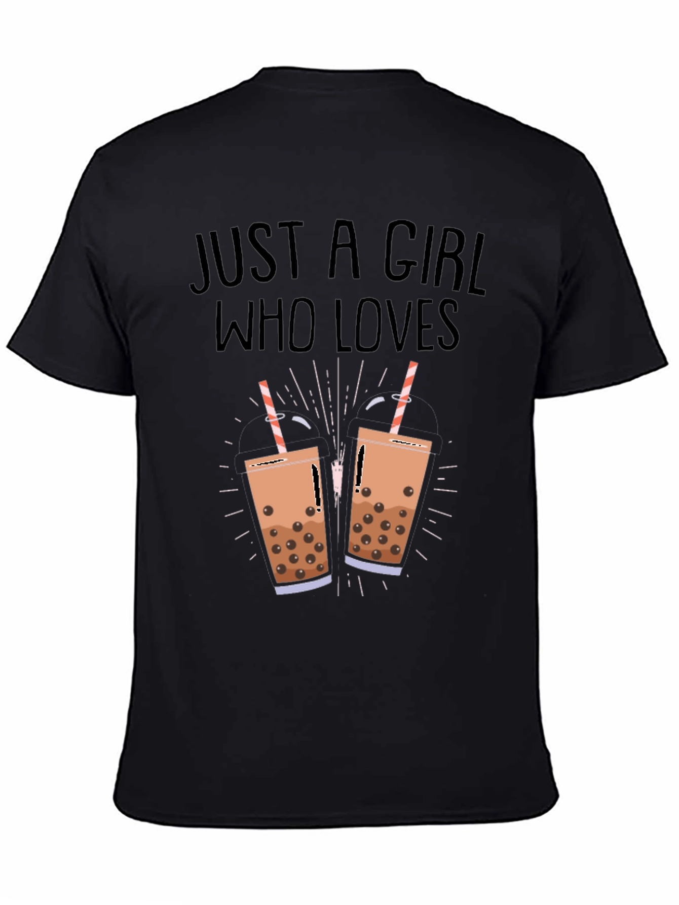 Black Boba Tea Lover Black T-Shirt view 4