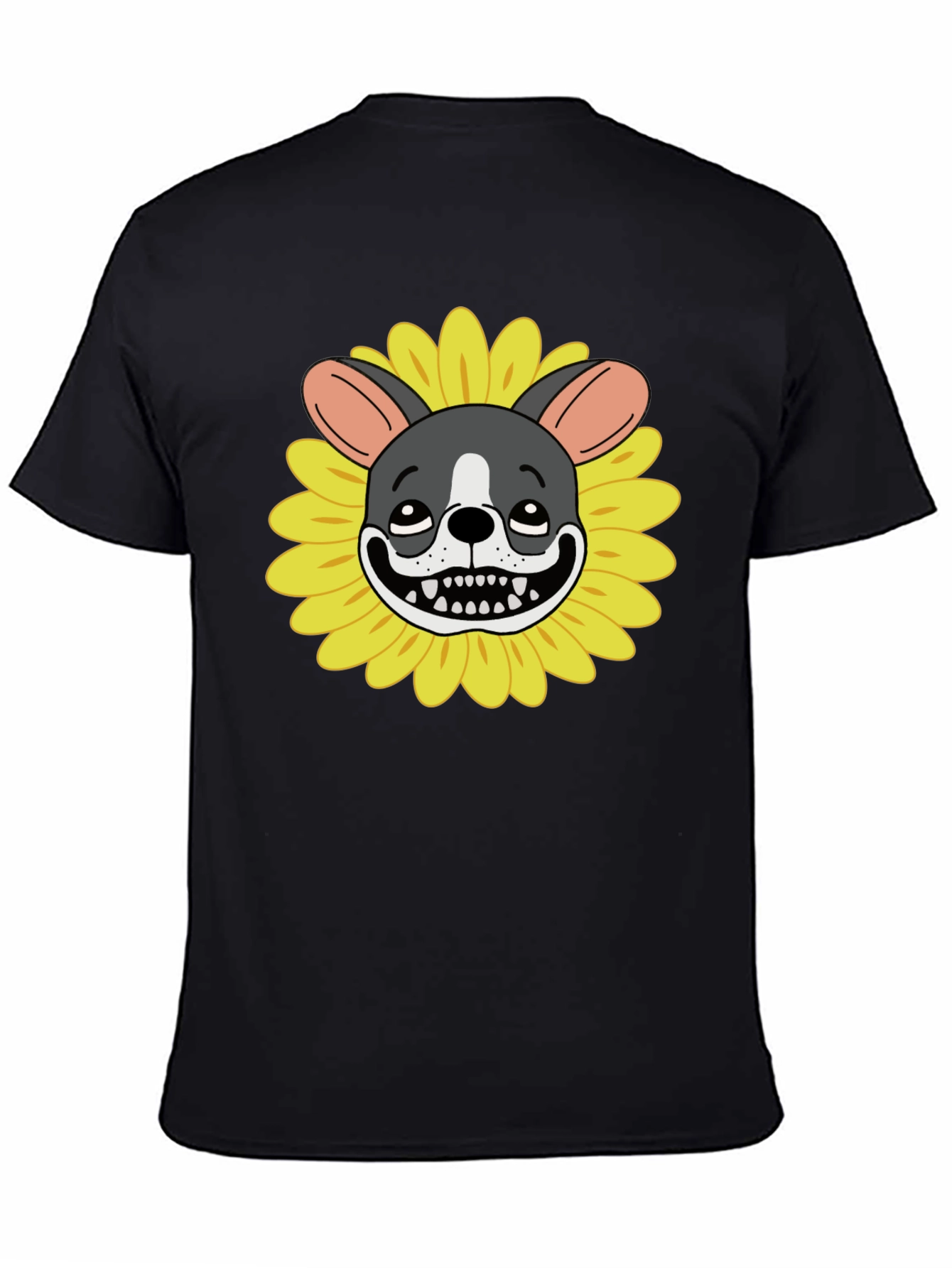 Black Dog Sunflower Graphic Tee - Quirky Unisex T-Shirt view 4